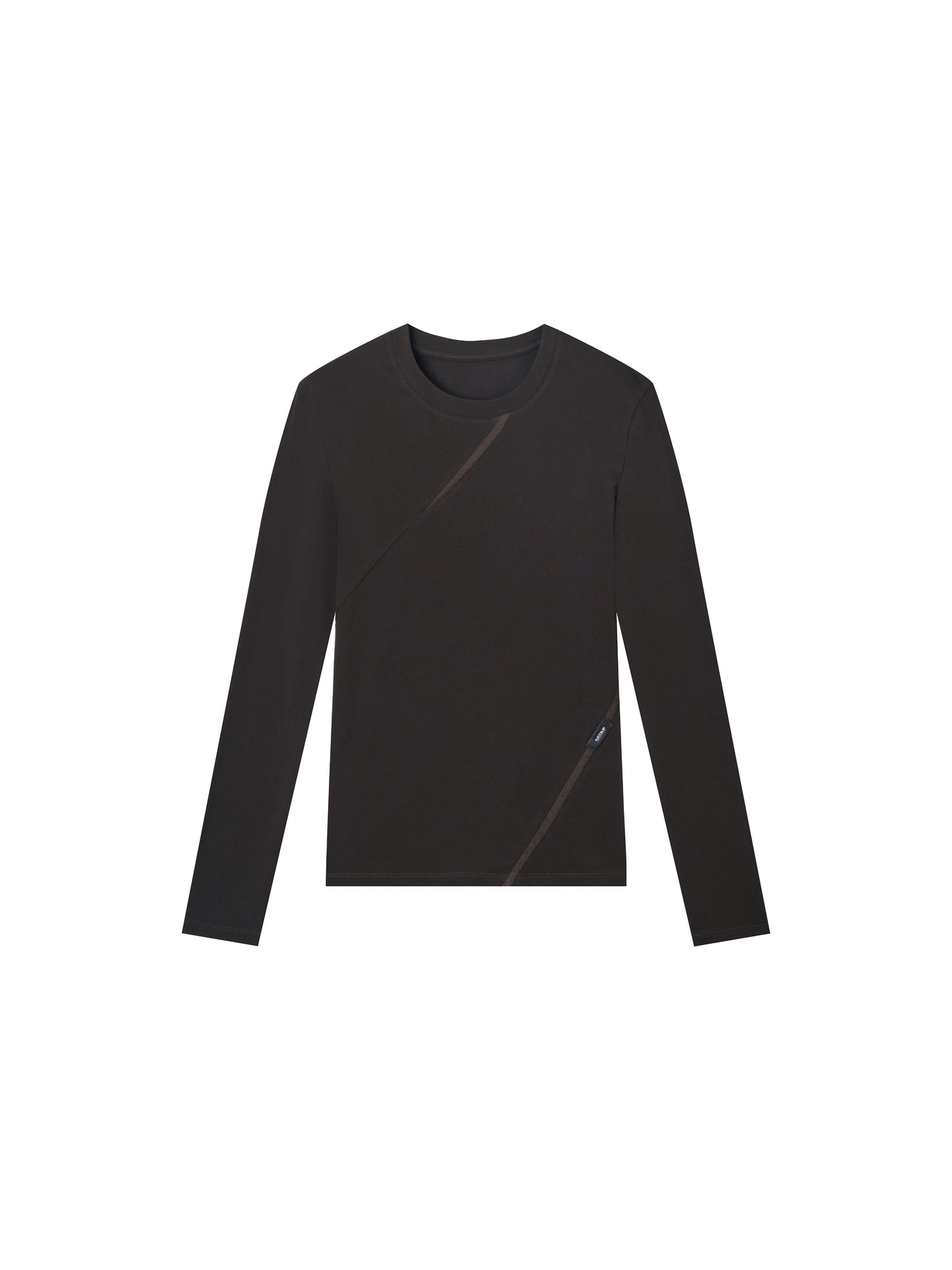 Mesh Panel Long Sleeve Top & Brown Mesh Brief