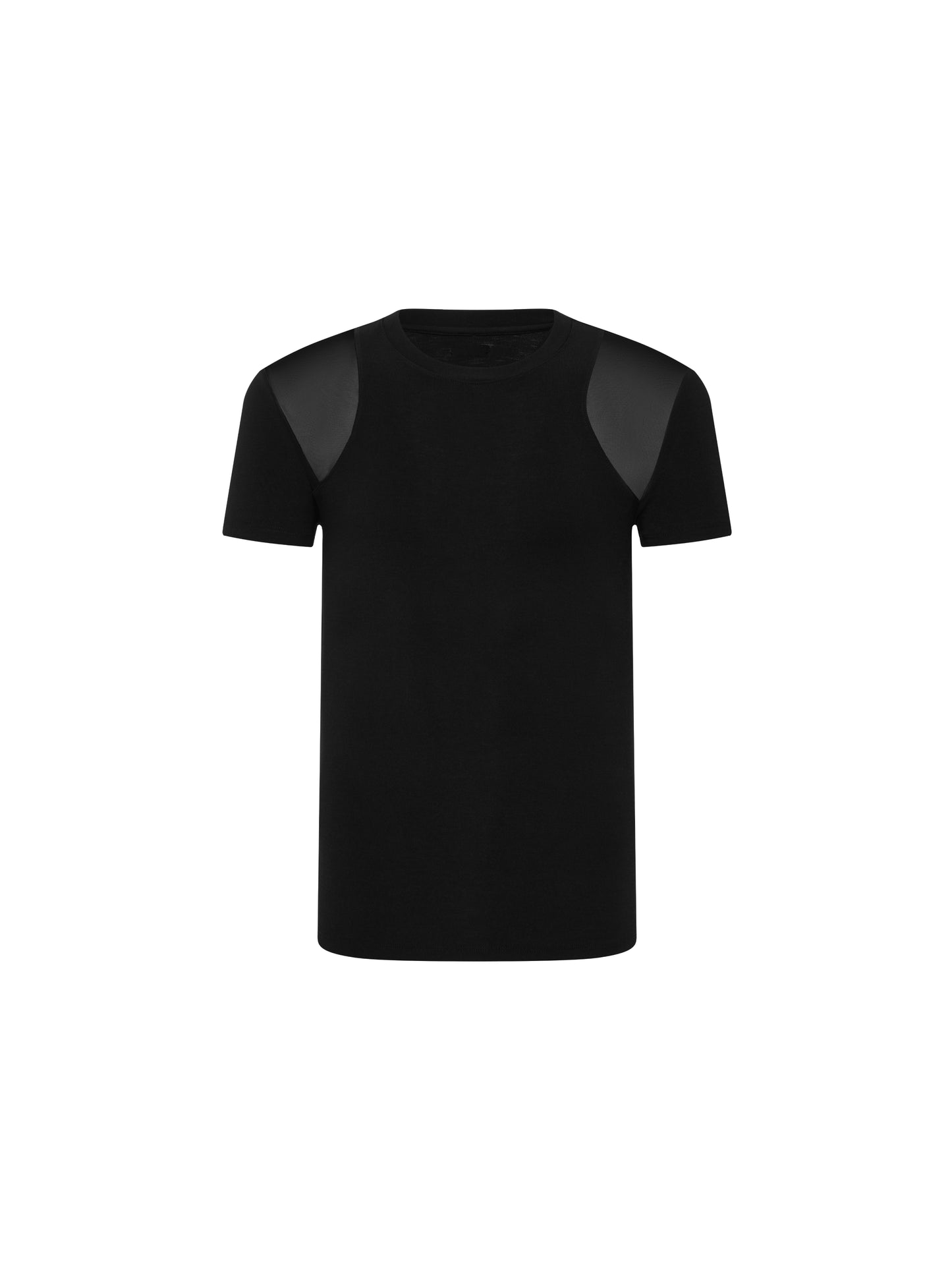Layered Mesh Panel Short-Sleeve Top