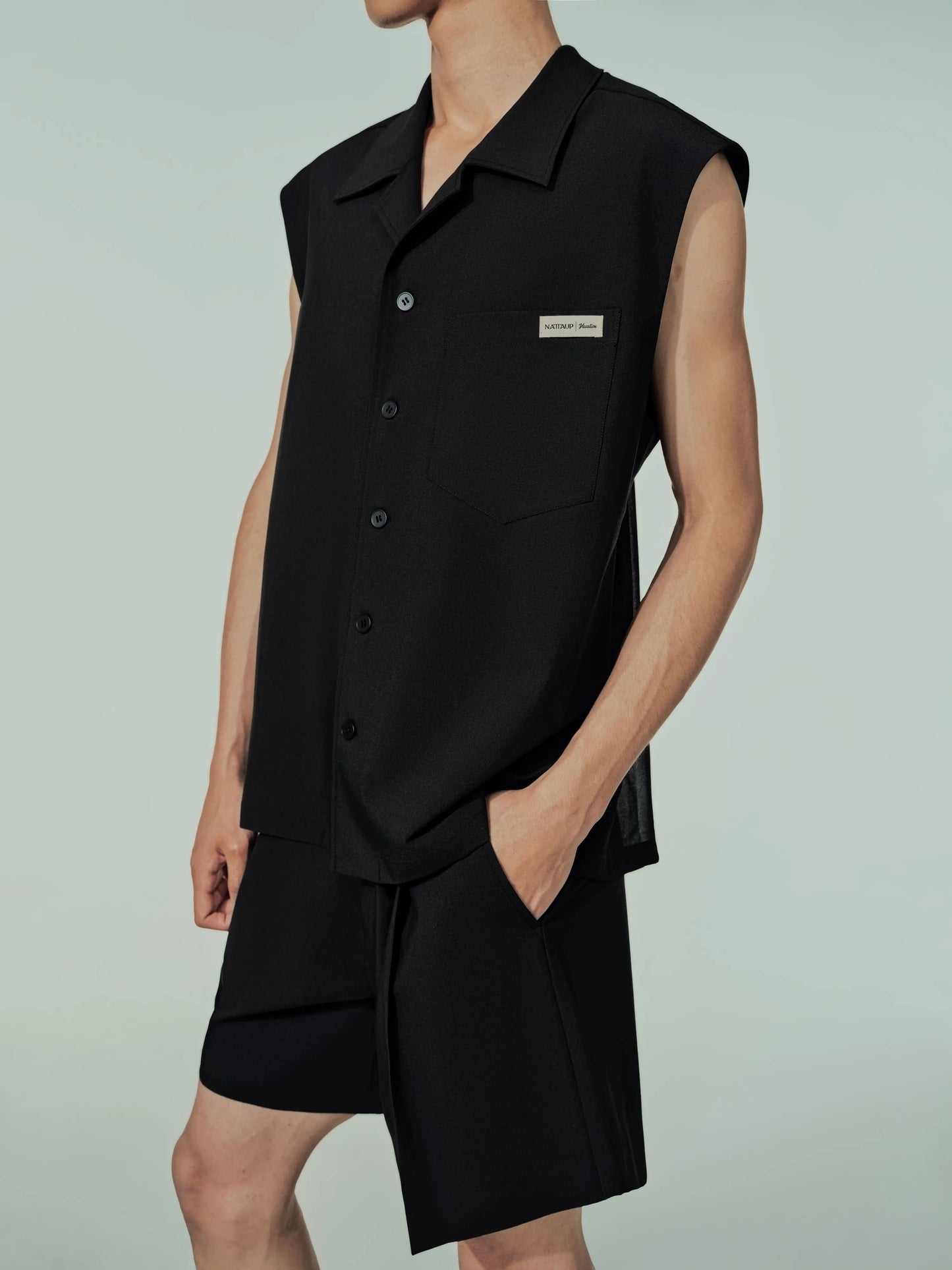 Cuban Collar Shirt Vest