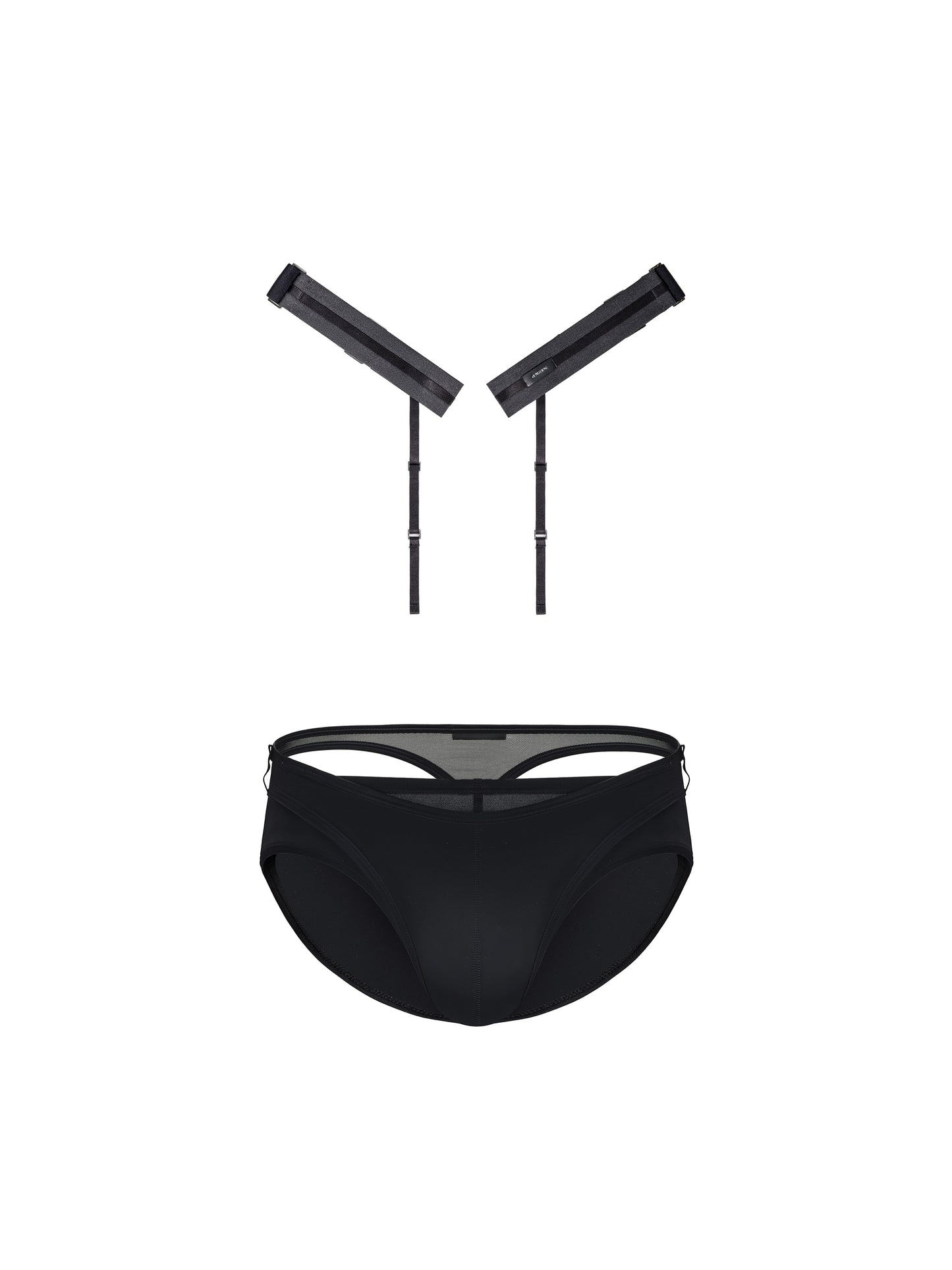 Exposed Thong & Faux Leather Belt