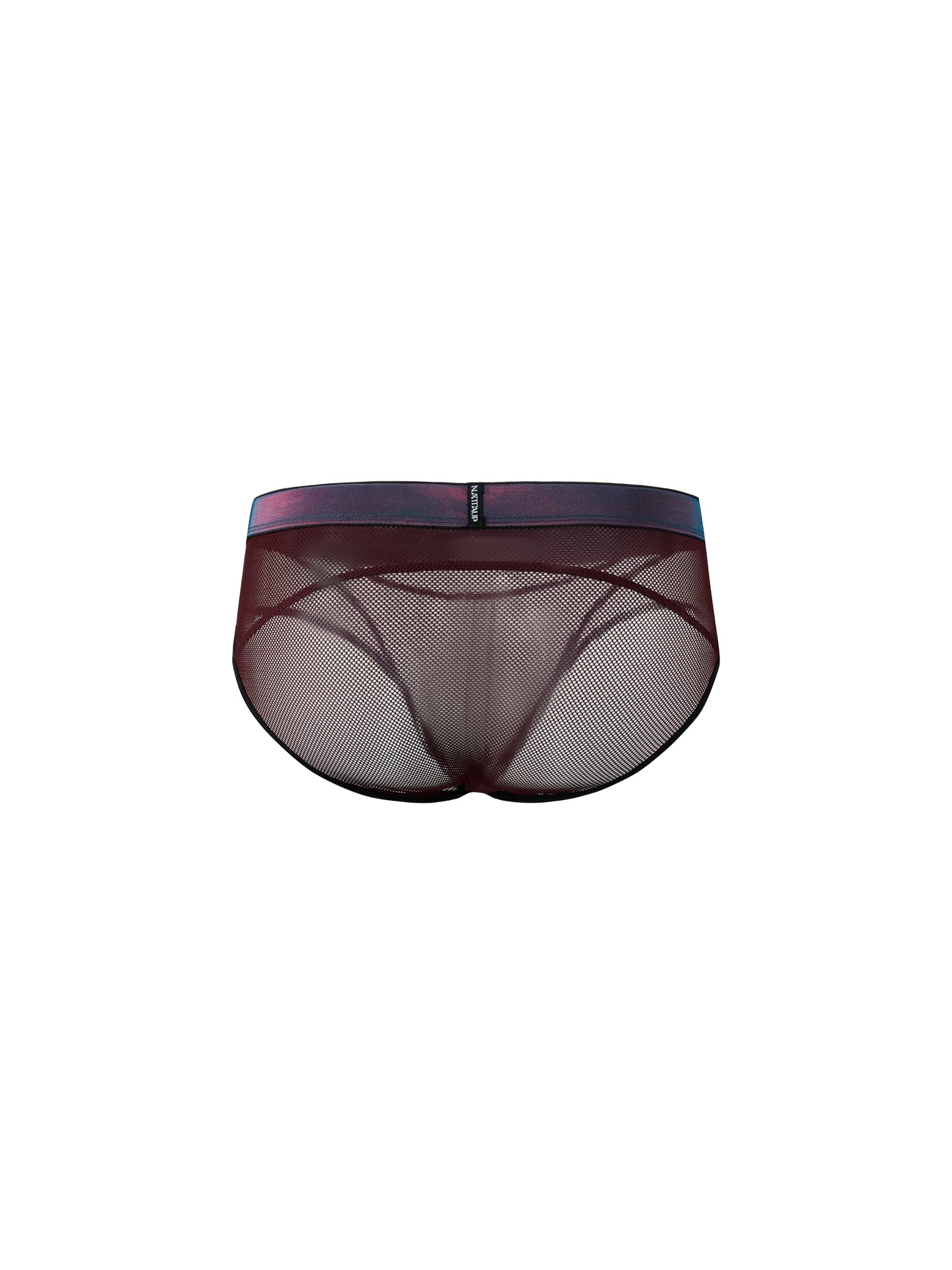 Iridescent-Band Sheer Open-Mesh Brief