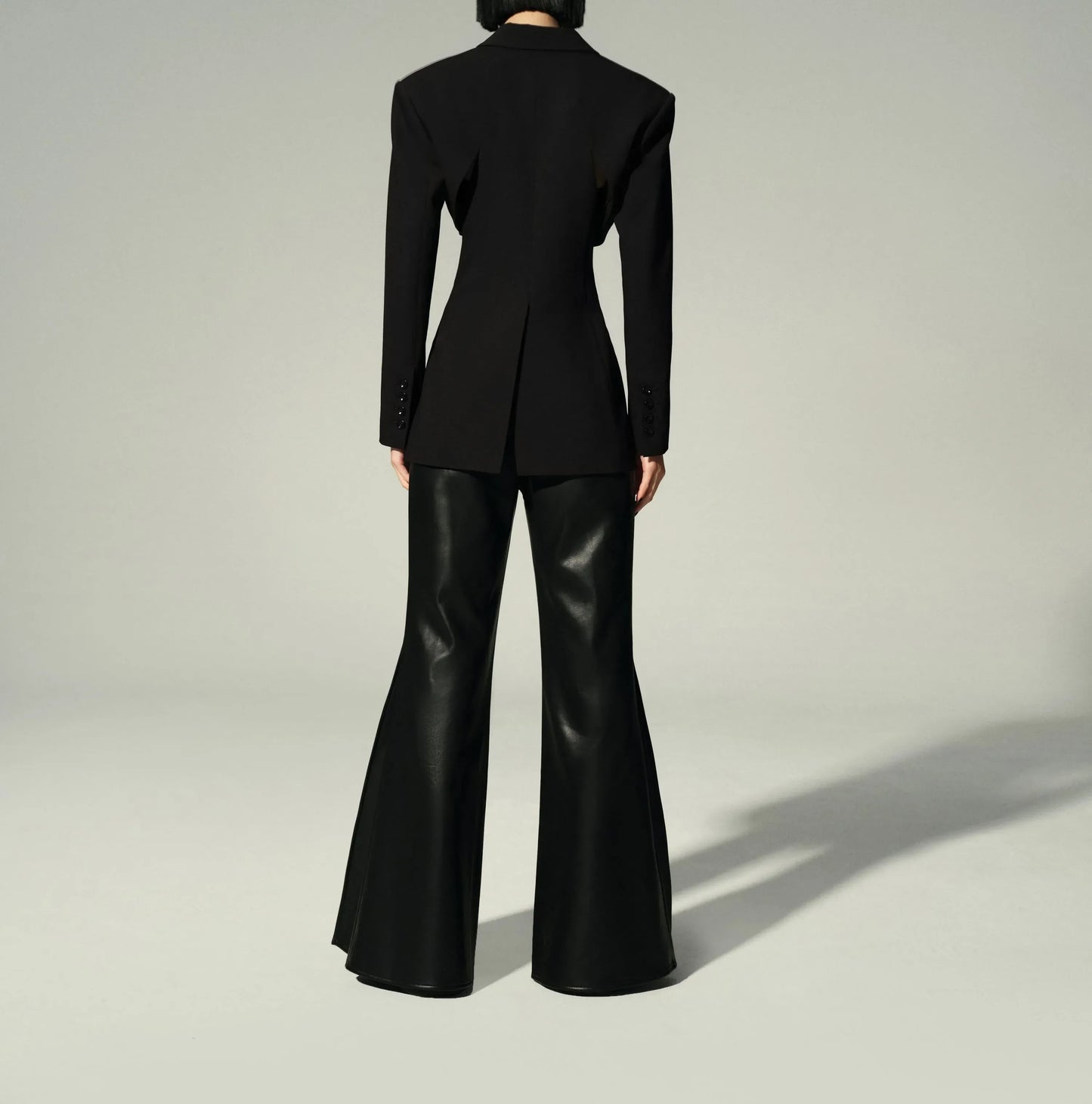 Low-Rise Flared Leather Pants