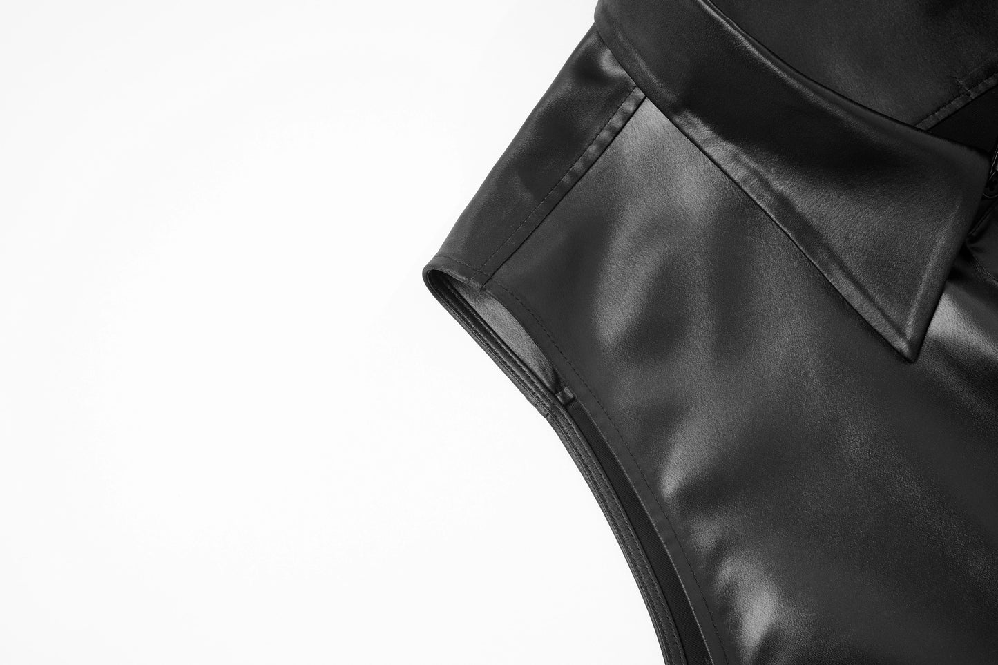 Satin Faux Leather Vest