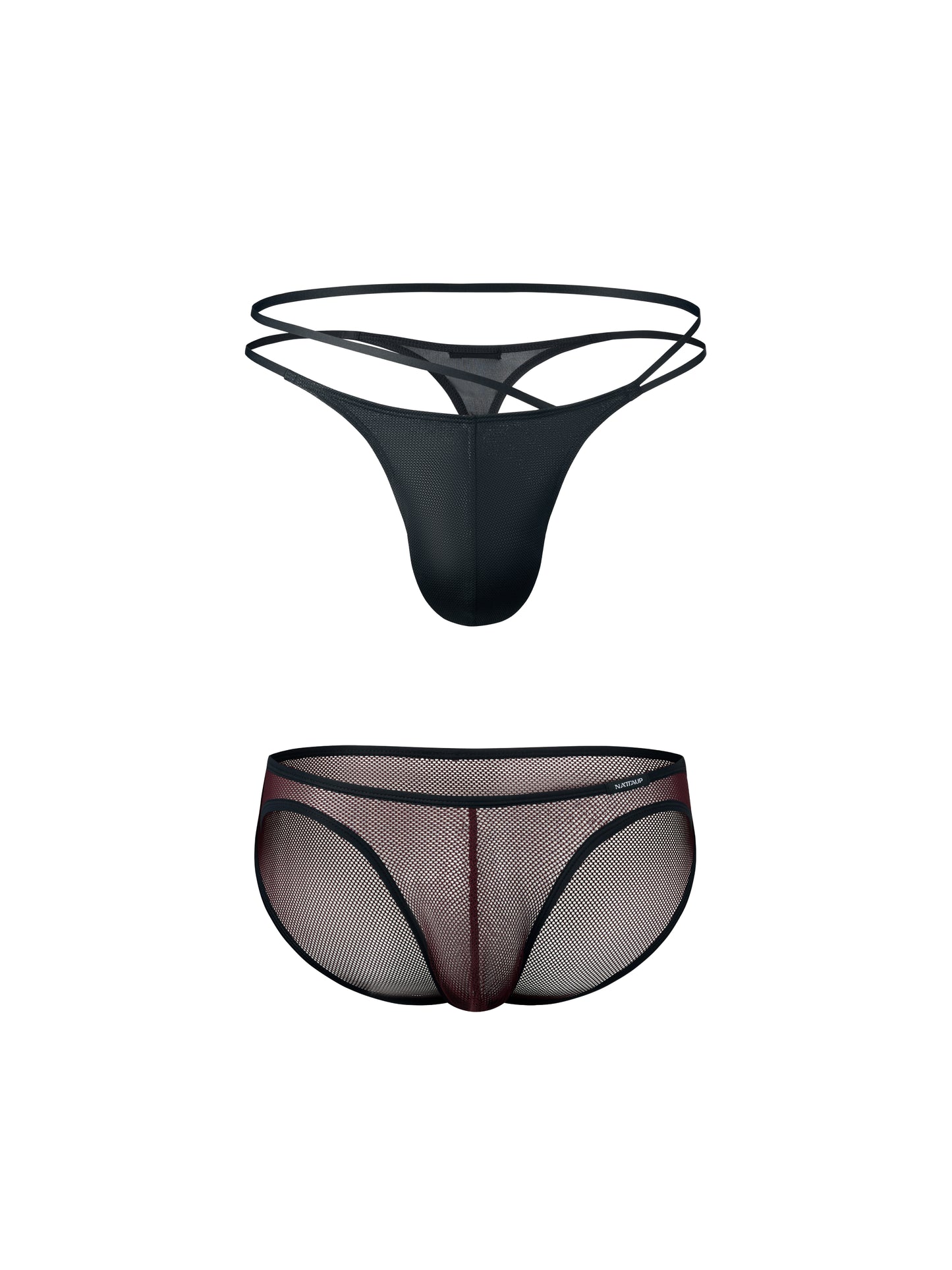 Shimmer Mesh Asymmetric Double-Waist String Thong