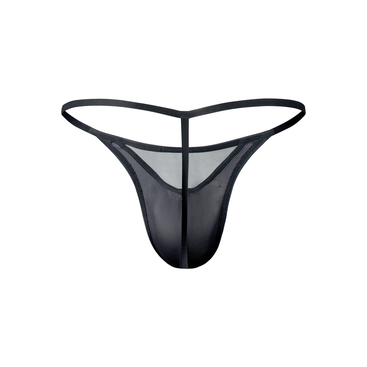 Shimmer Mesh Panel Pouch Thong & Detachable Half-Waist Garter Belt