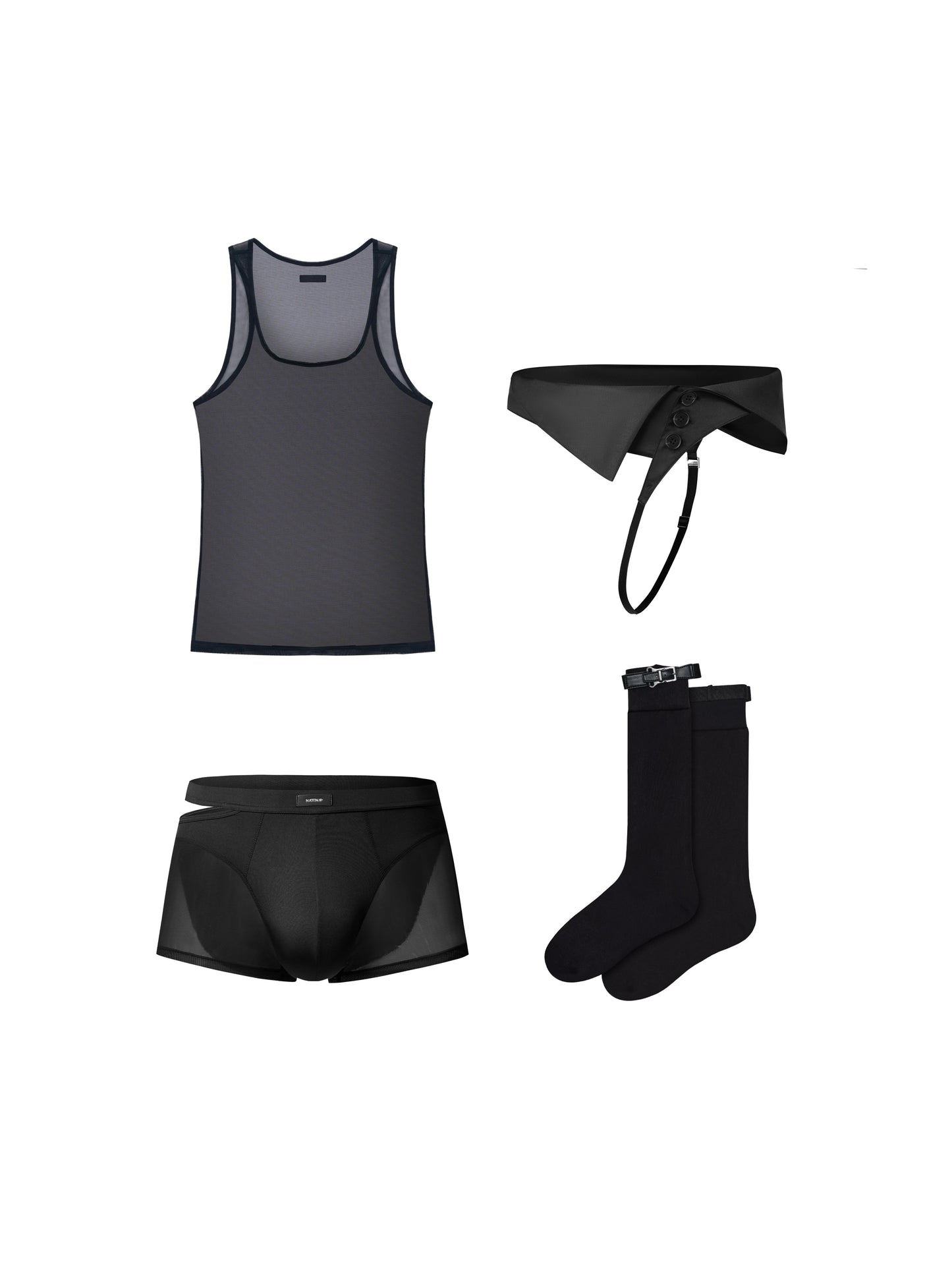 Side Cutout Mesh Trunk & Vest Accessory Set