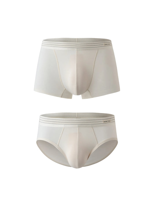 Striped Trunk & Brief (Sand White)
