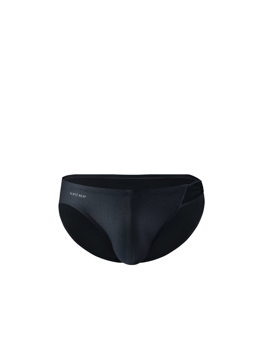 Side Drawstring Swim Brief (Midnight Black)