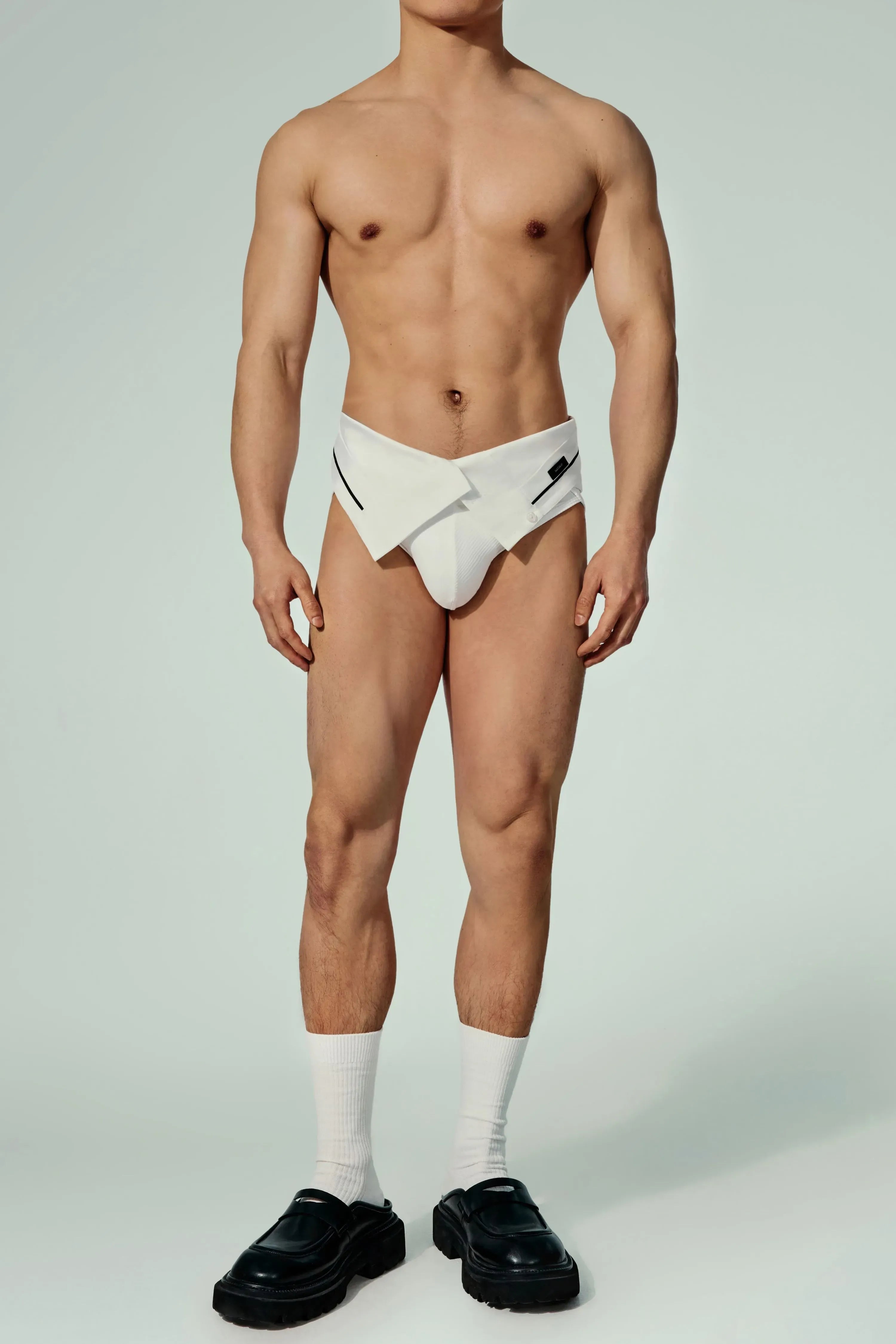 Sparkling Ribbed High-Cut Brief (White)