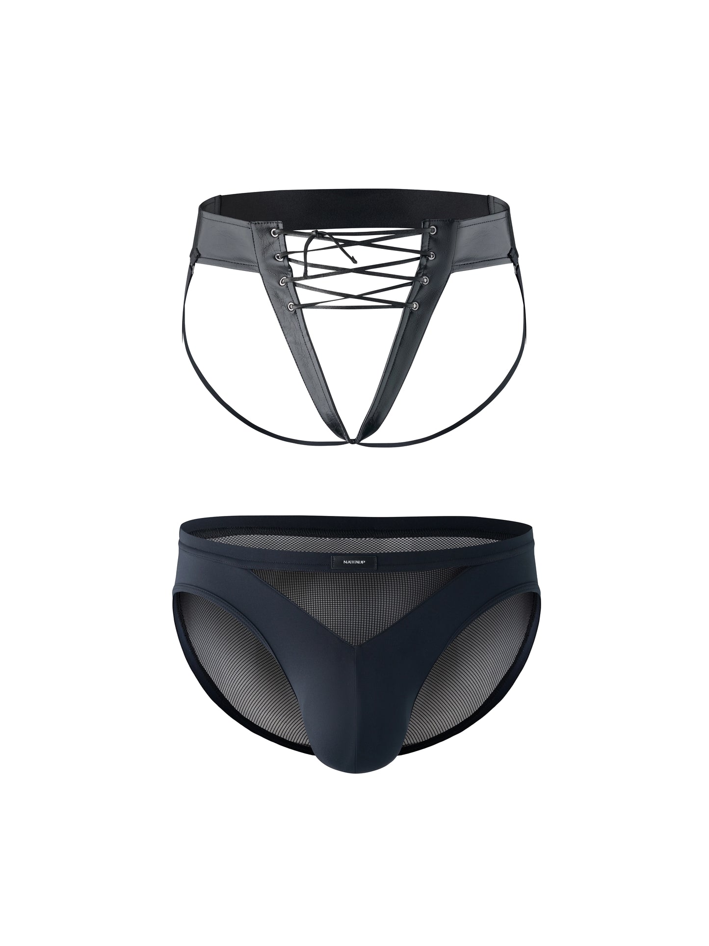 Mesh Paneled Low Rise Brief & Laced Jockstrap Belt