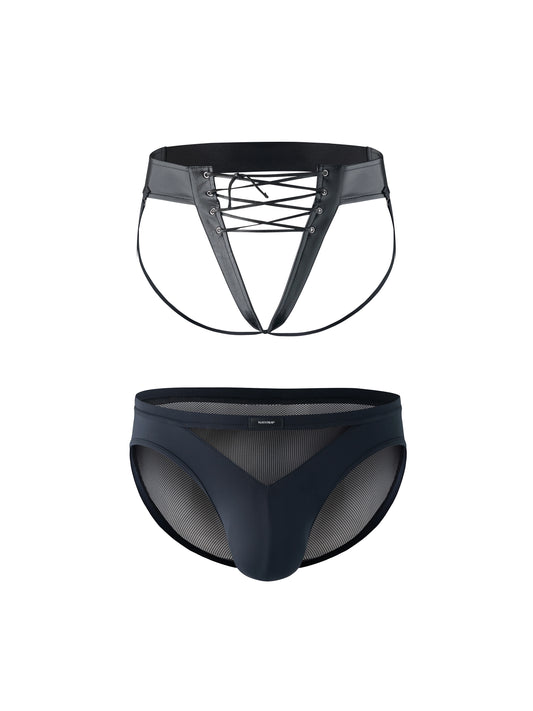 Mesh Paneled Low Rise Brief & Laced Jockstrap Belt