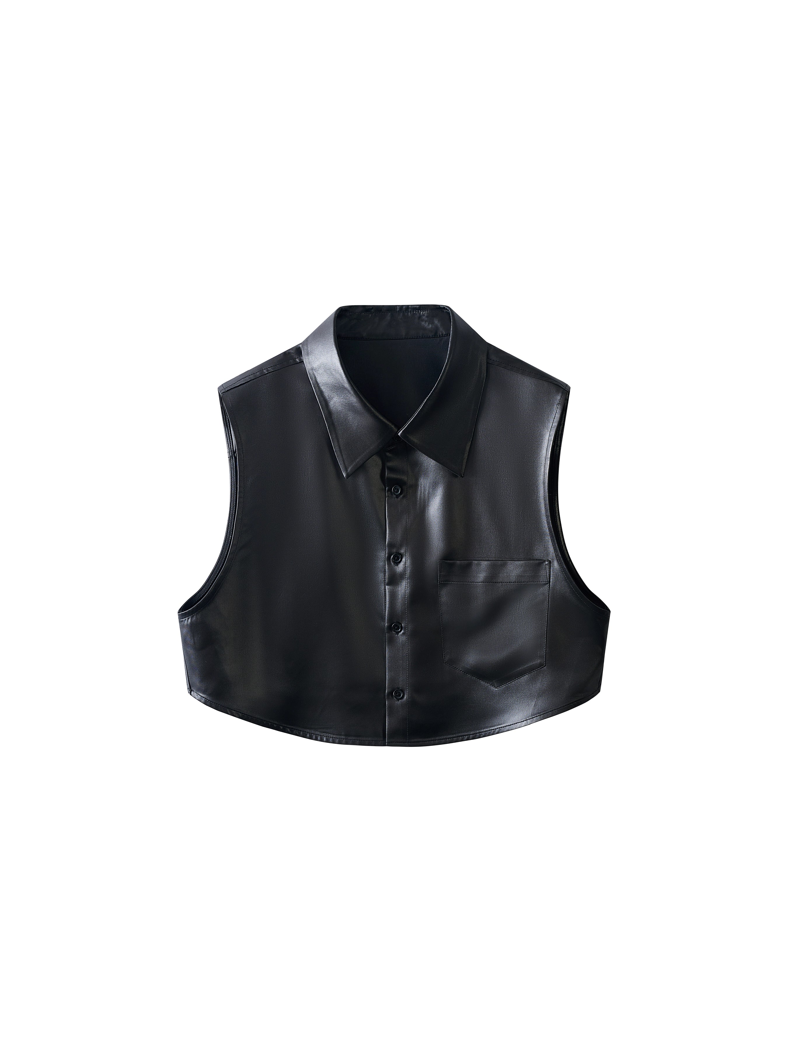 Satin Faux Leather Vest