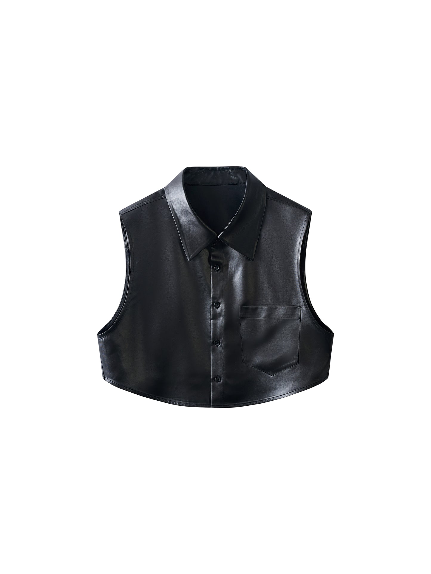 Satin Faux Leather Vest