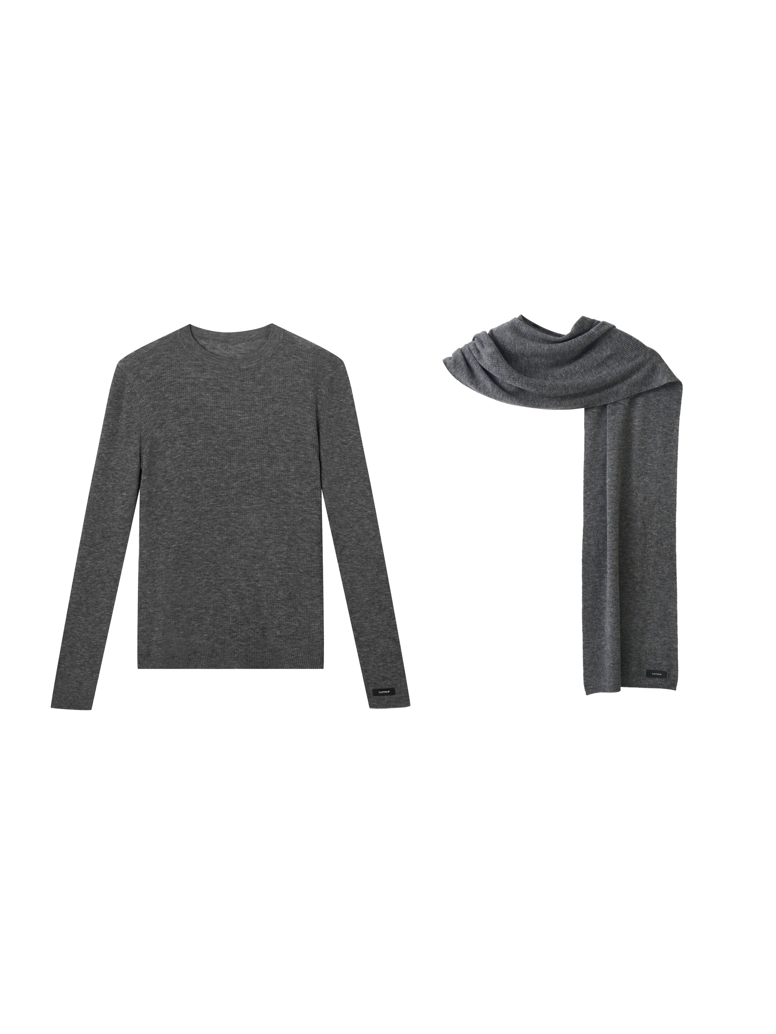 Sheer Wool Sweater & Wool Multi Wear Scarf Set