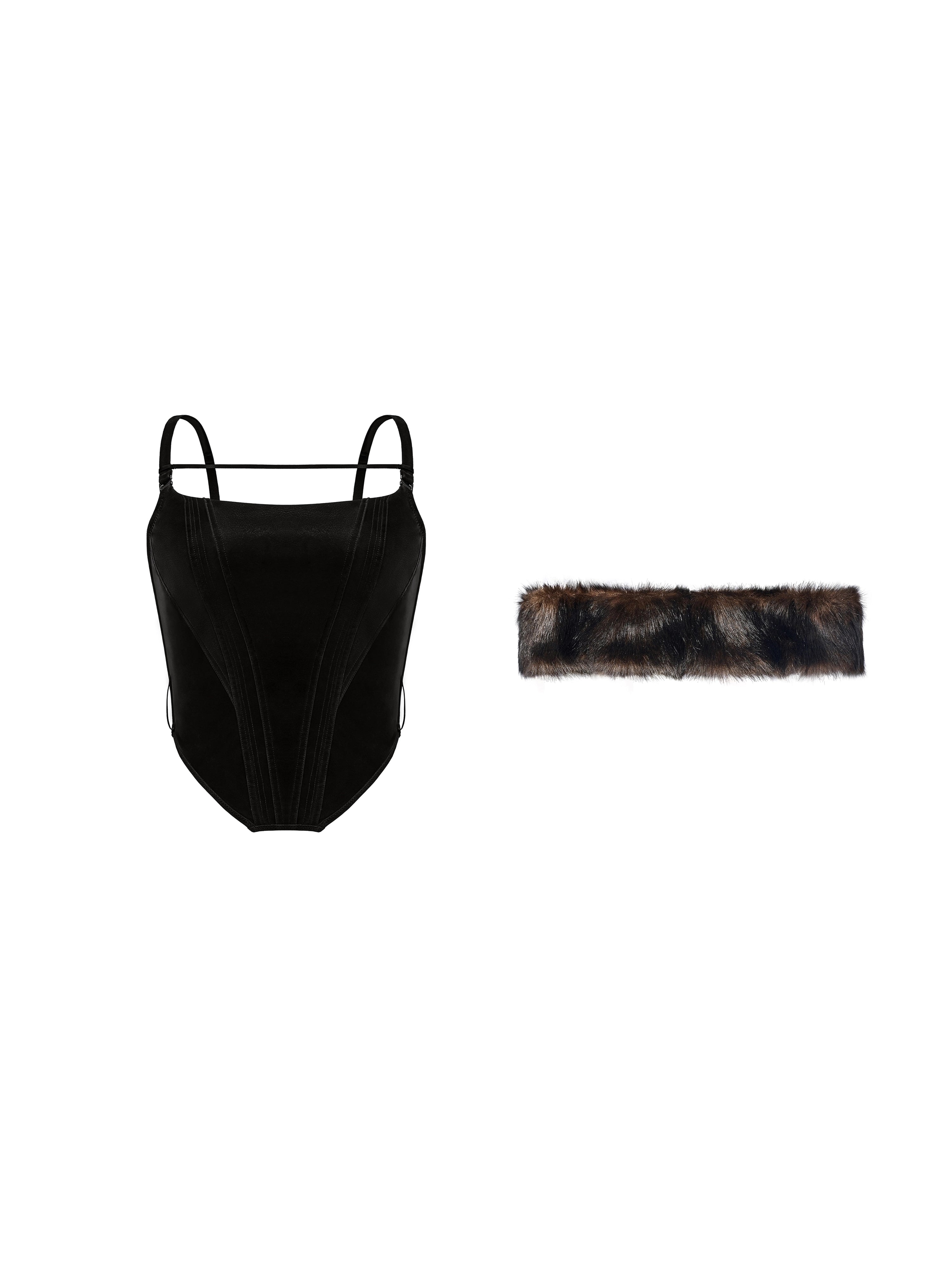 Bone Structured Bra & Faux Fur Bra Accessory Set