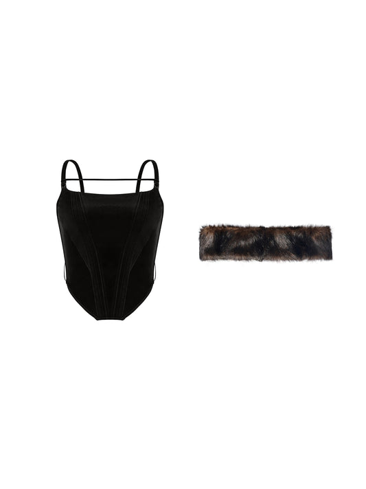 Bone Structured Bra & Faux Fur Bra Accessory Set