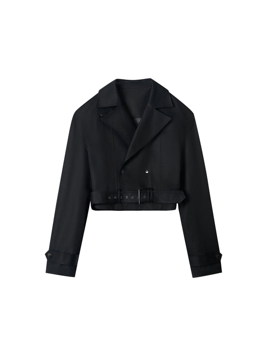 Mesh Belt Multi-Panel Short Jacket