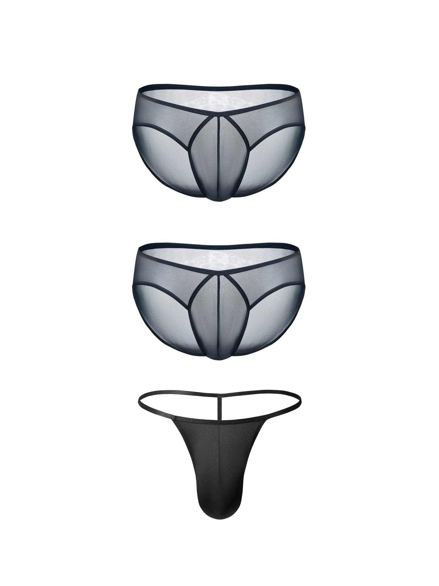 Lustrous Mesh Single-Layer U-Pouch Briefs*2