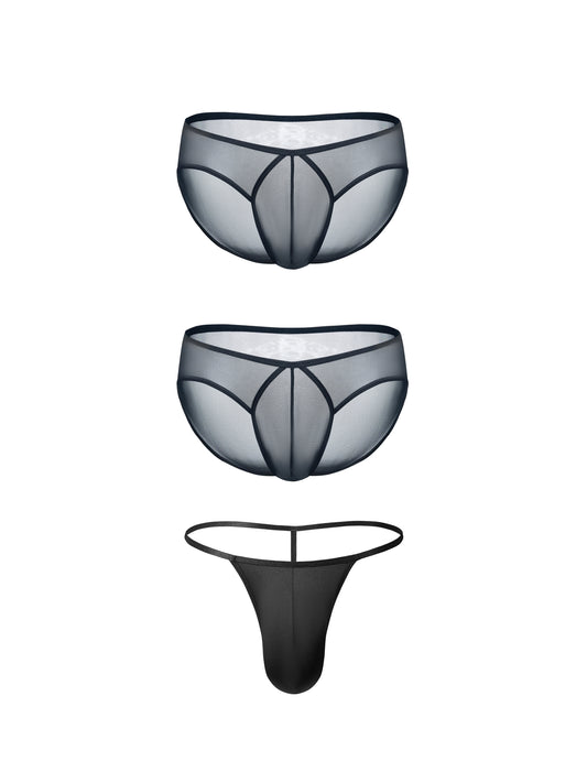 Lustrous Mesh Single-Layer U-Pouch Briefs*2