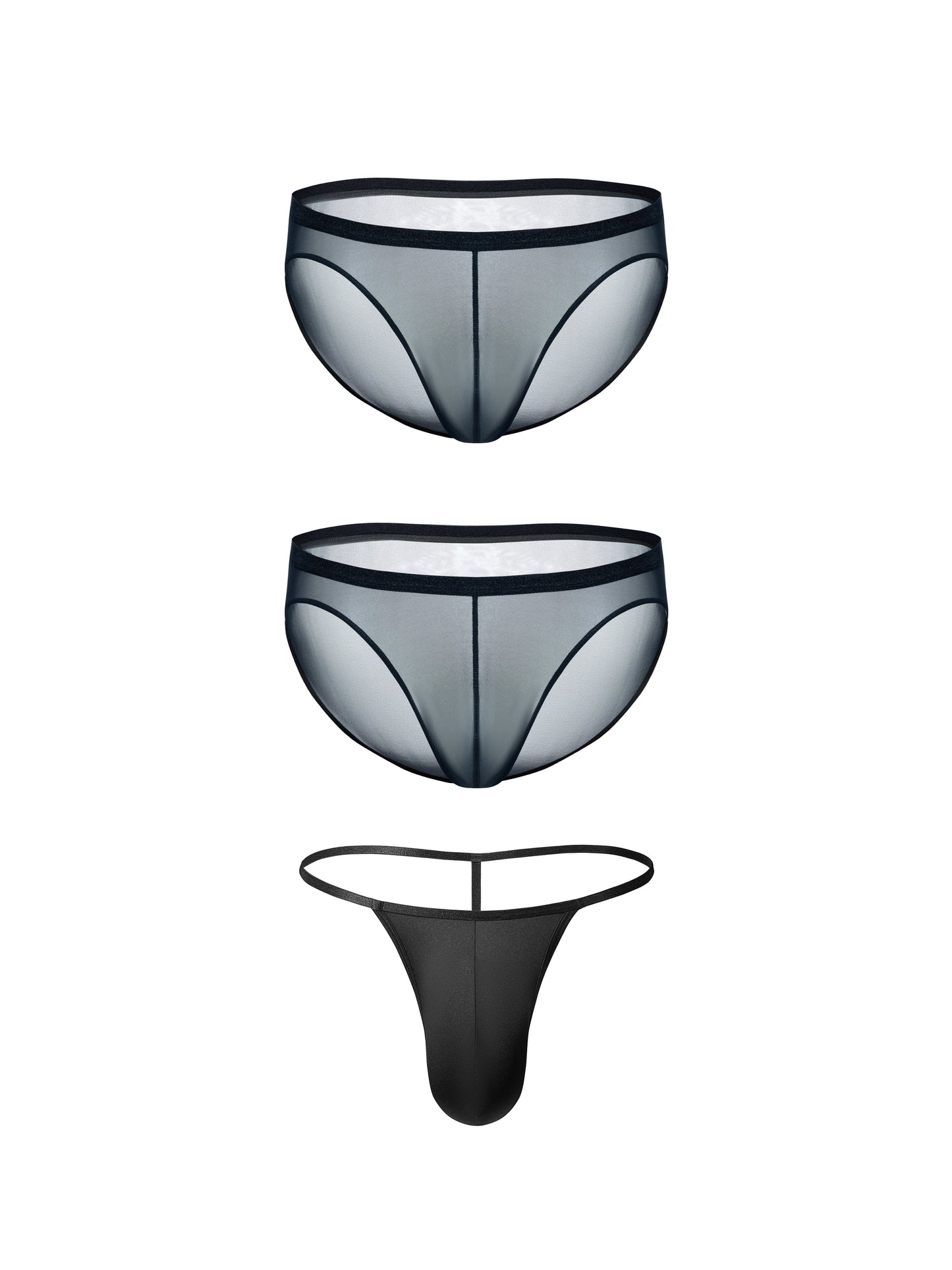 Lustrous Mesh Single-Layer Pouch Briefs