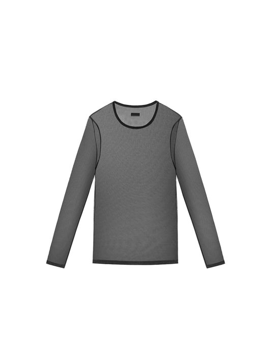 Lustrous Mesh Long Sleeve Top