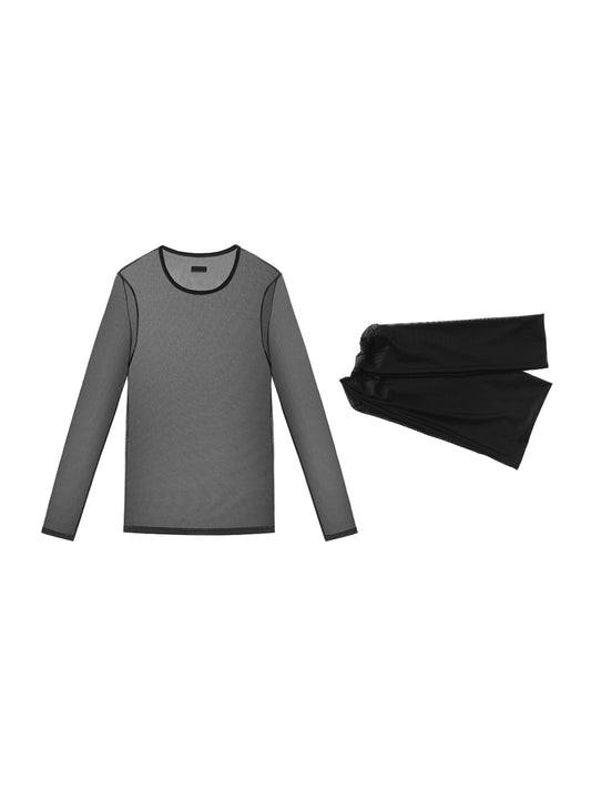 Lustrous Mesh Shoulder Accessory & Lustrous Mesh Long Sleeve Top