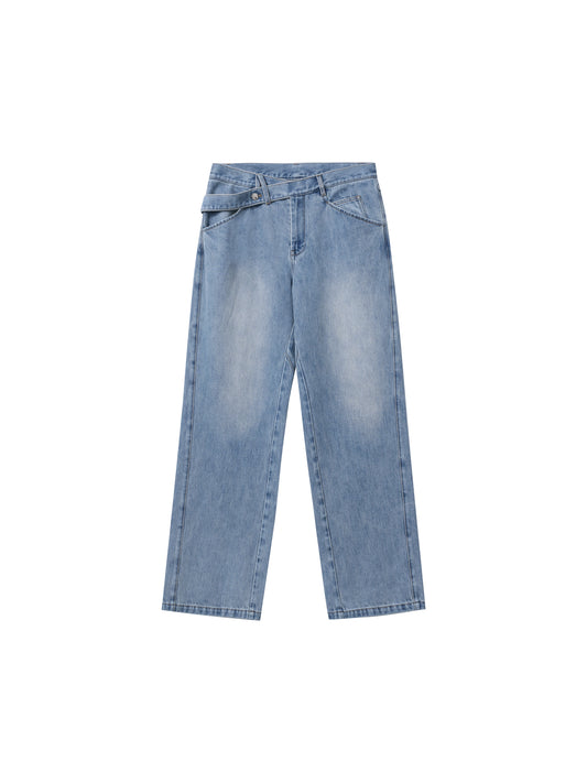 Cross-Front Waist Denim Trouser
