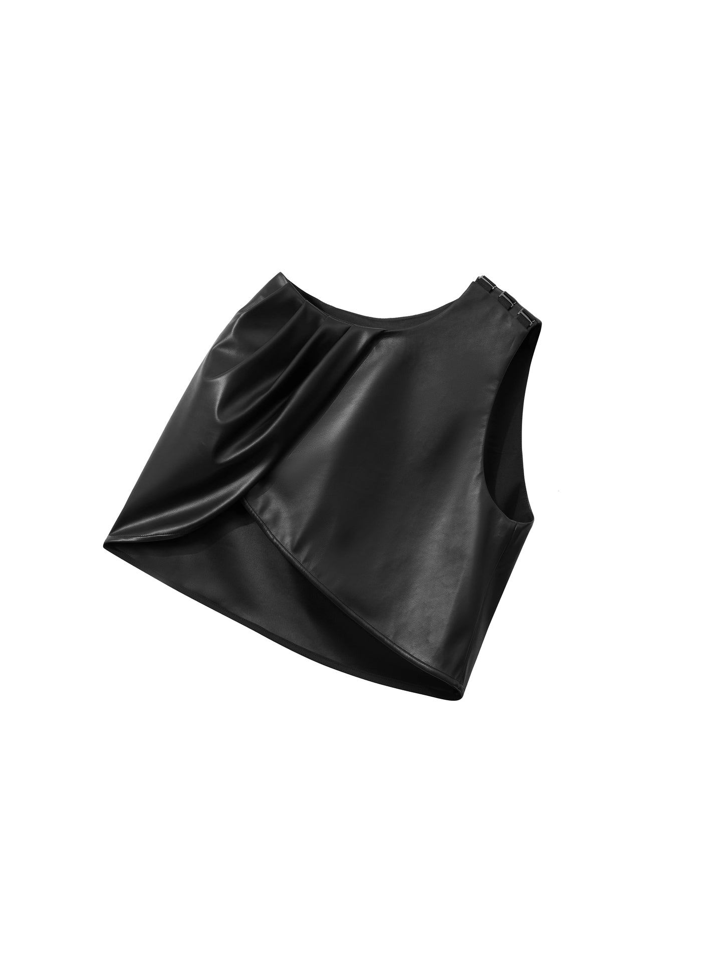 Leather-Pleated Overlay Cape