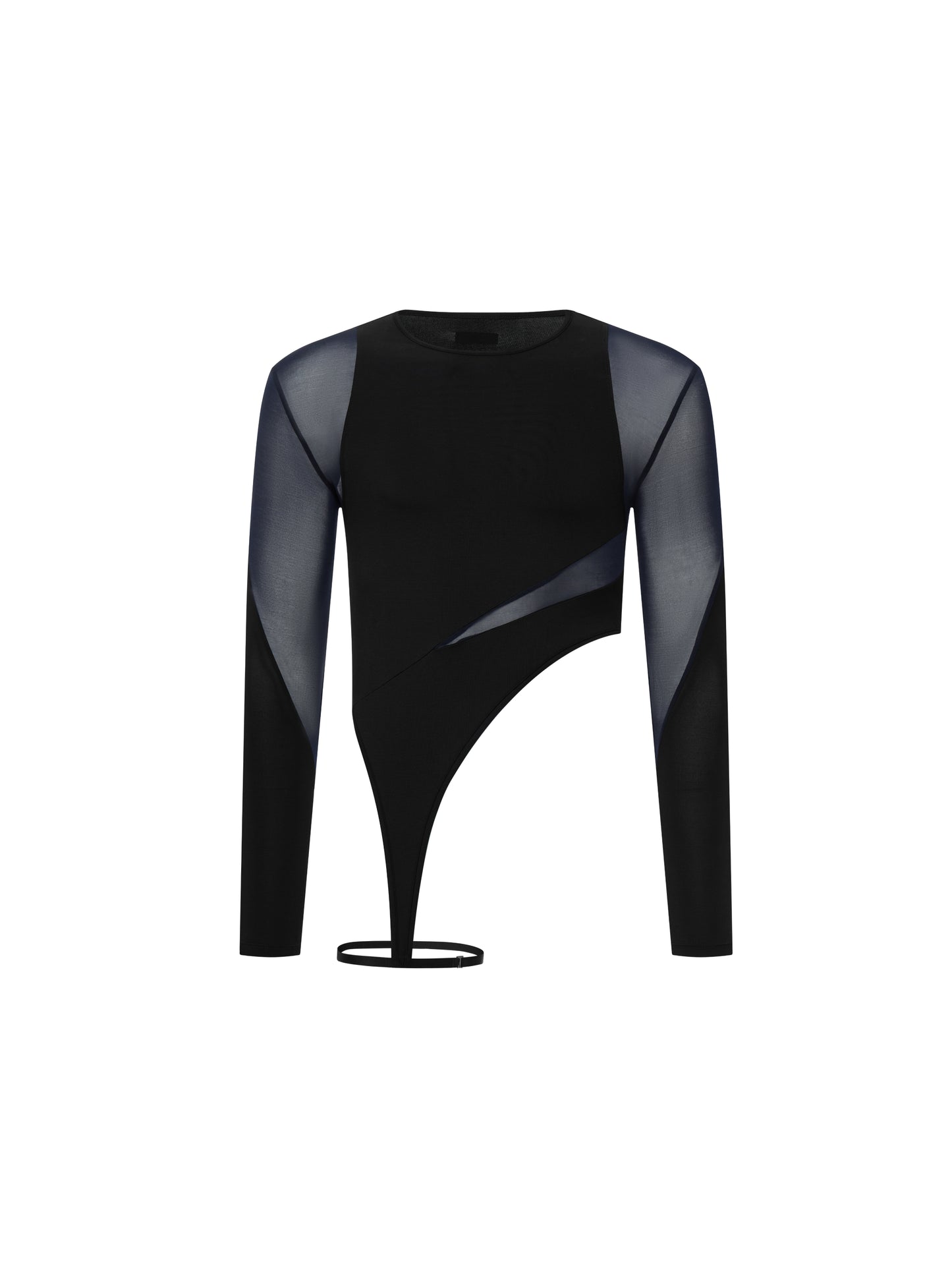 Layered Mesh Panel Long-Sleeve Top
