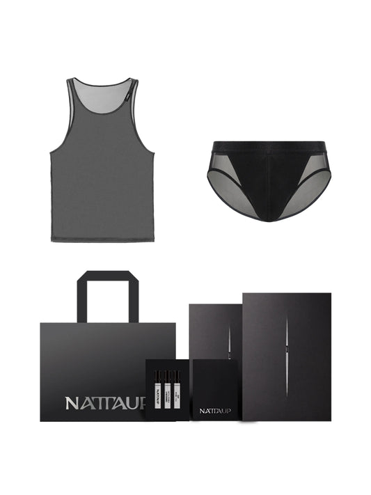 Black Long Mesh Vest & Brief Gift Bag