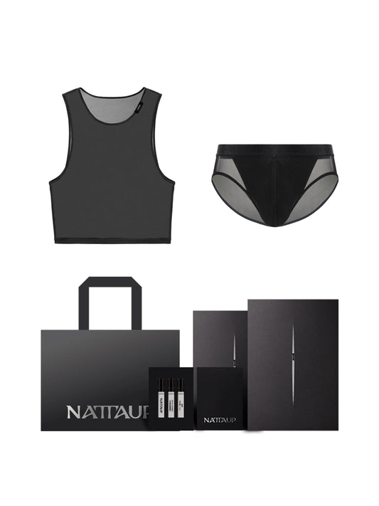 Black Short Mesh Vest & Brief Gift Bag