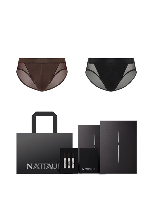 Brown & Black Mesh Brief Gift Bag