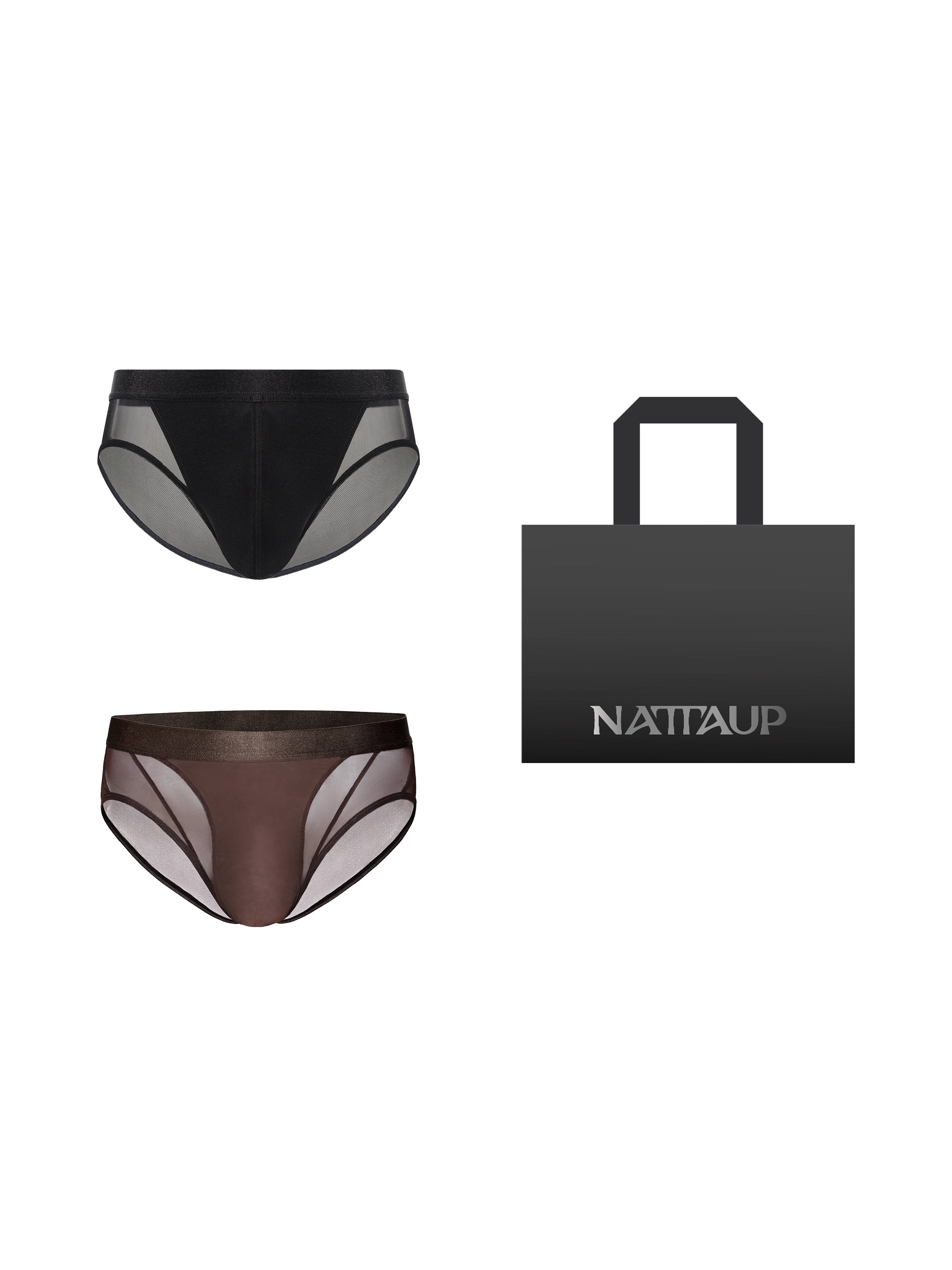 Brown Black Mesh Brief Gift Bag