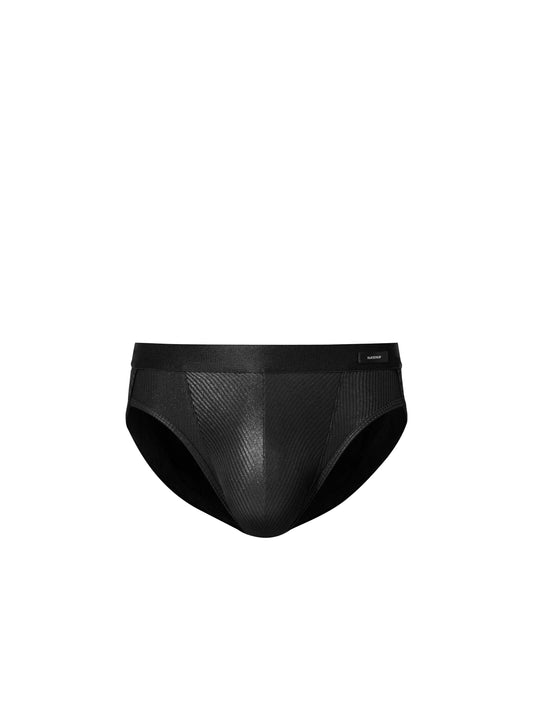 Sparkling Ribbed High-Cut Brief (Black)
