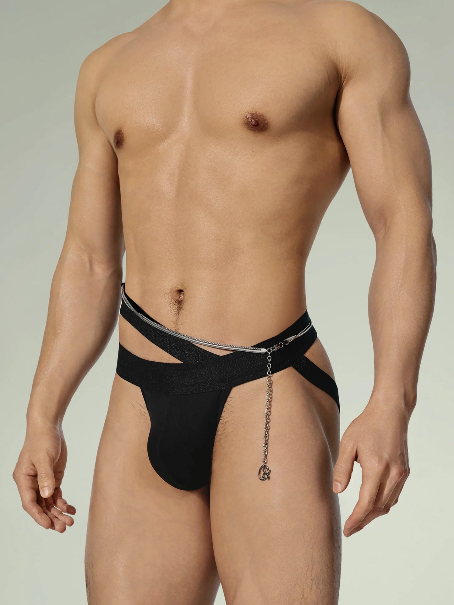 Asymmetric Harness & Detachable Double-Waist Jockstrap Set