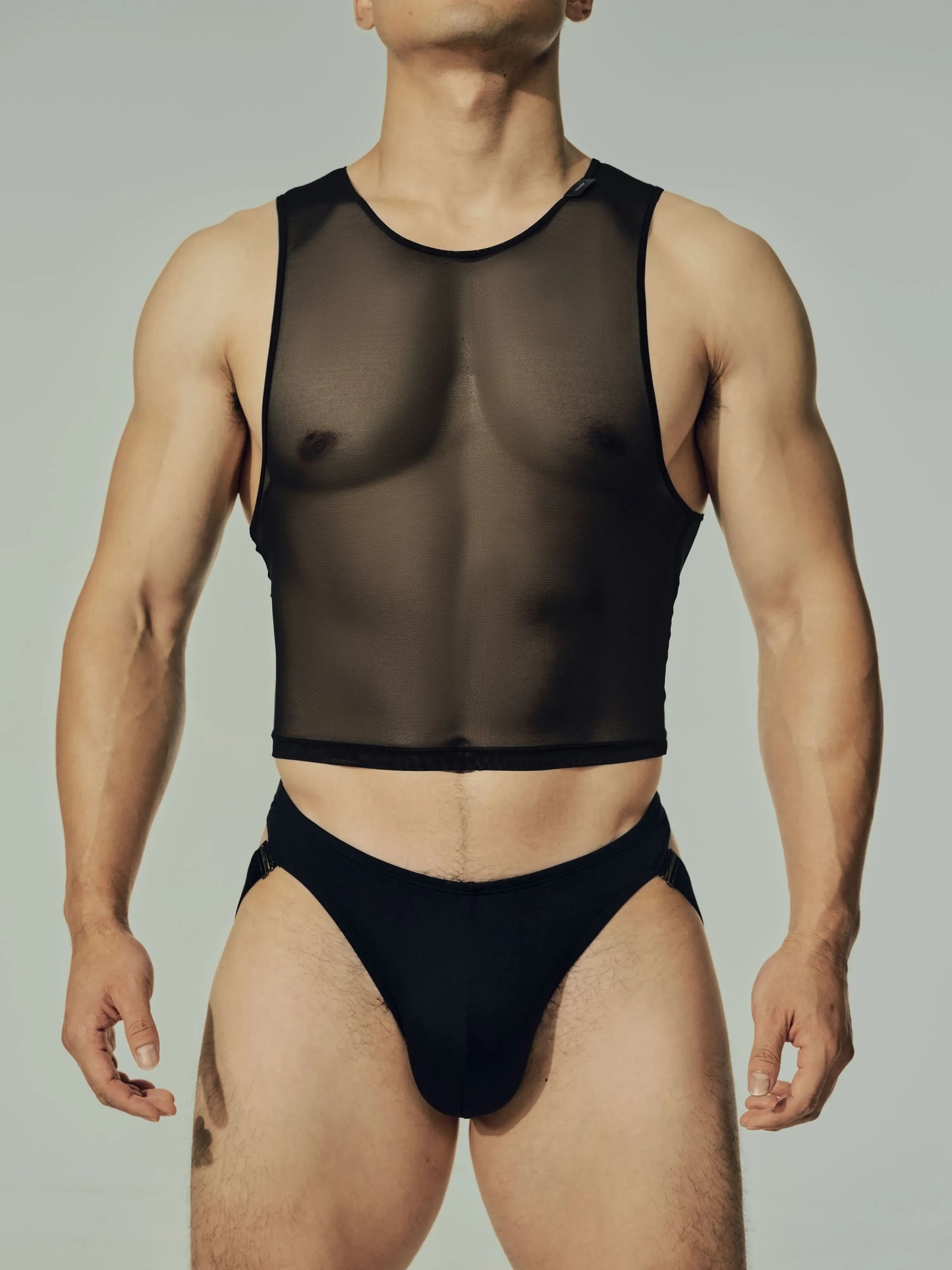Adjustable Side Straps Jockstrap & Glossy Sparkle Fitted Shorts