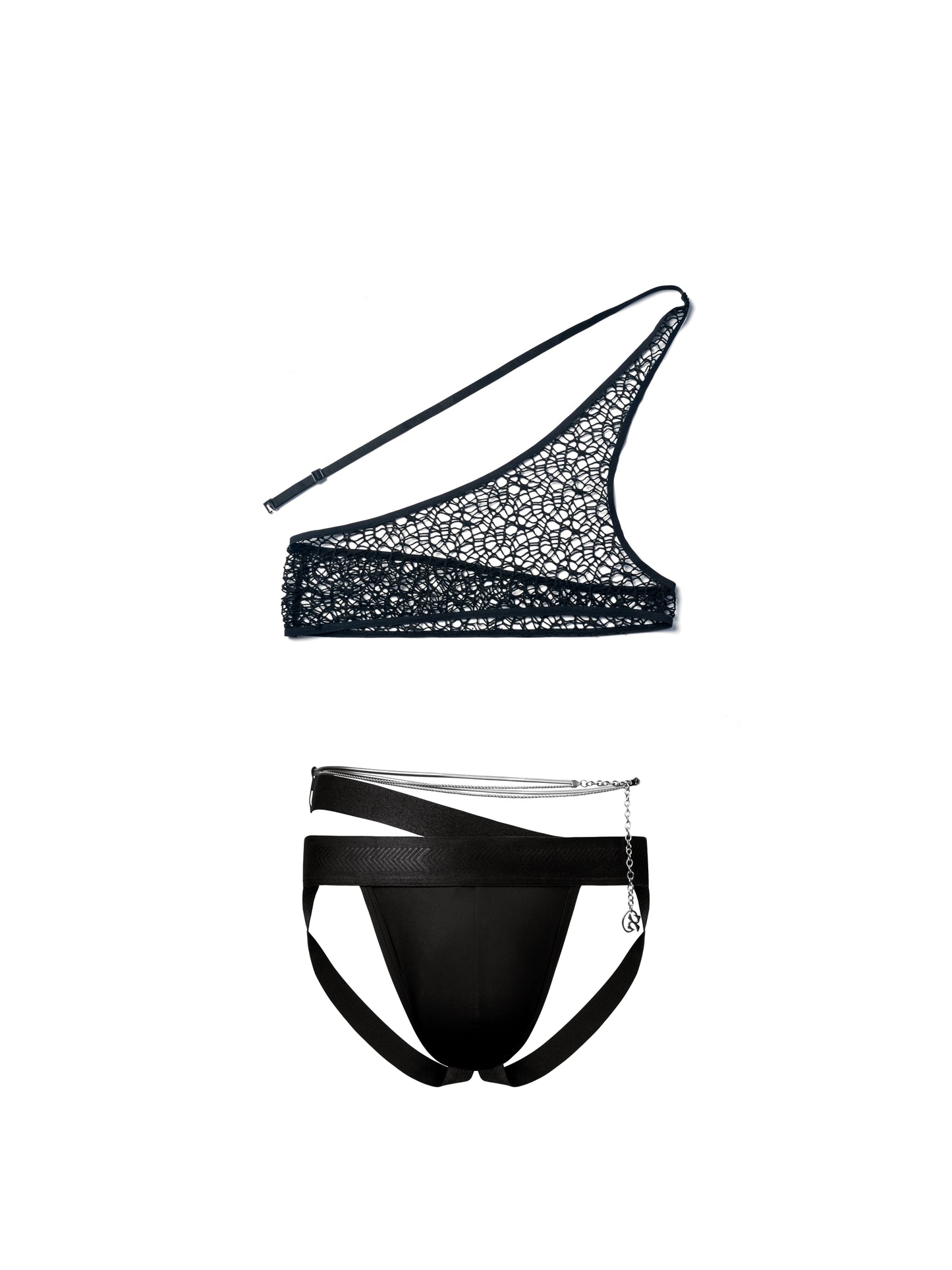 Asymmetric Harness & Detachable Double-Waist Jockstrap Set