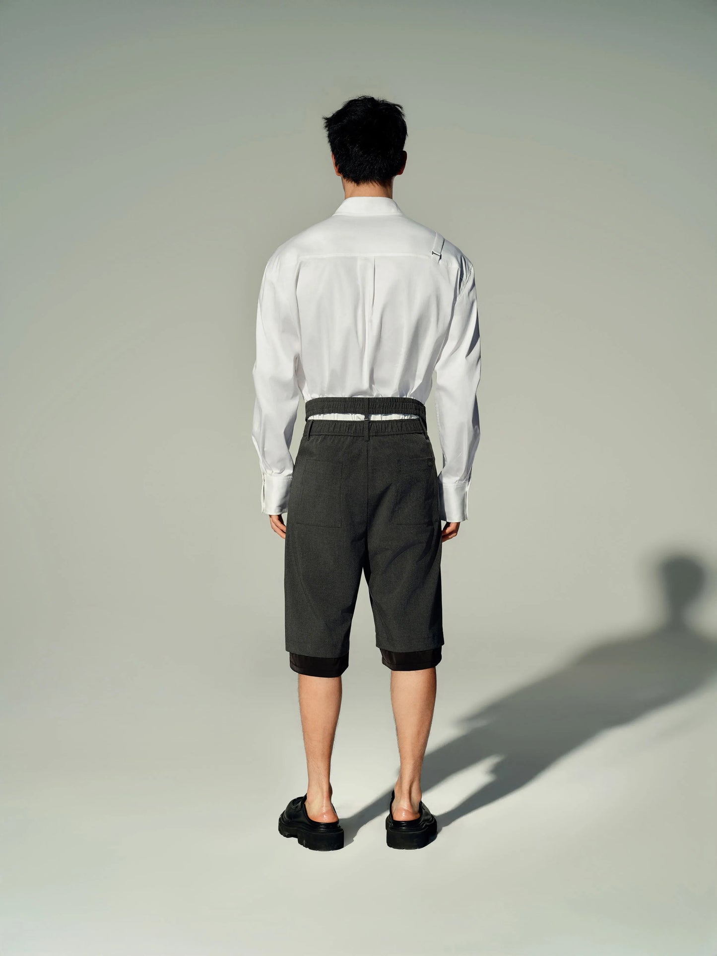 Cut-Out Shirt & Waist Strap Jacket & Mesh Vest 3-Piece Set