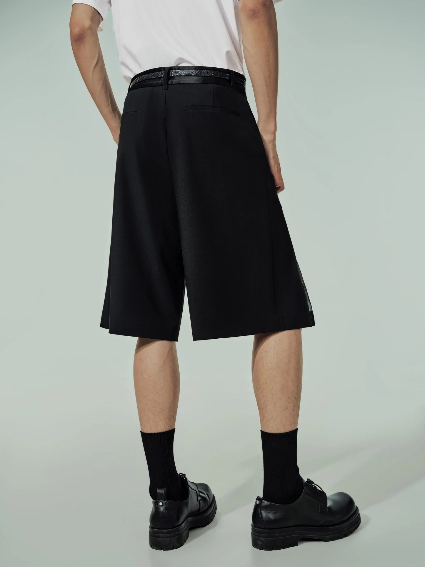 Bermuda Shorts & Lizard-Embossed Belt