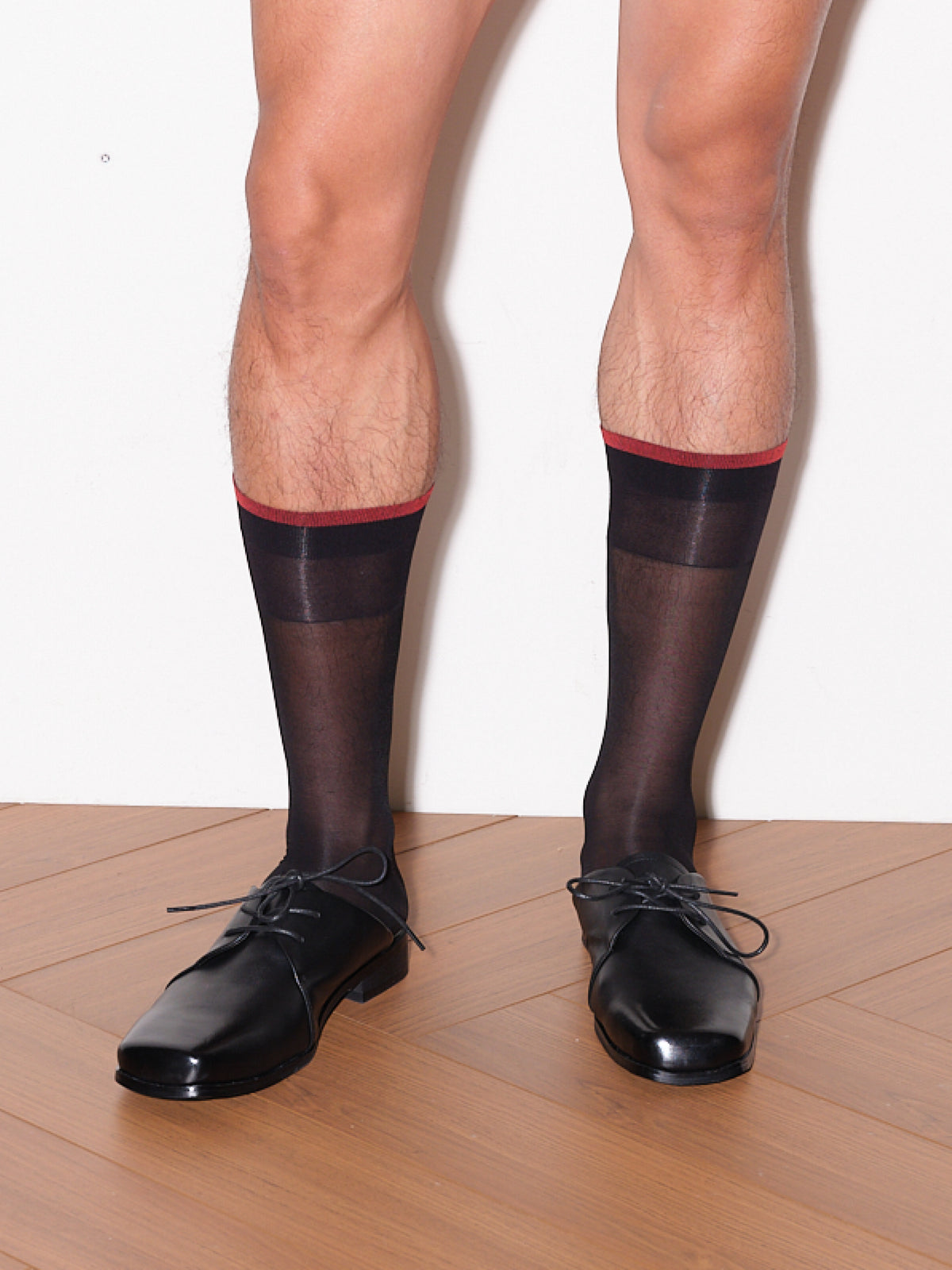 Black-Red Colorblock Over-calf Socks