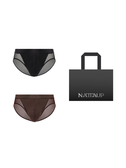 Brown Black Mesh Brief Gift Bag