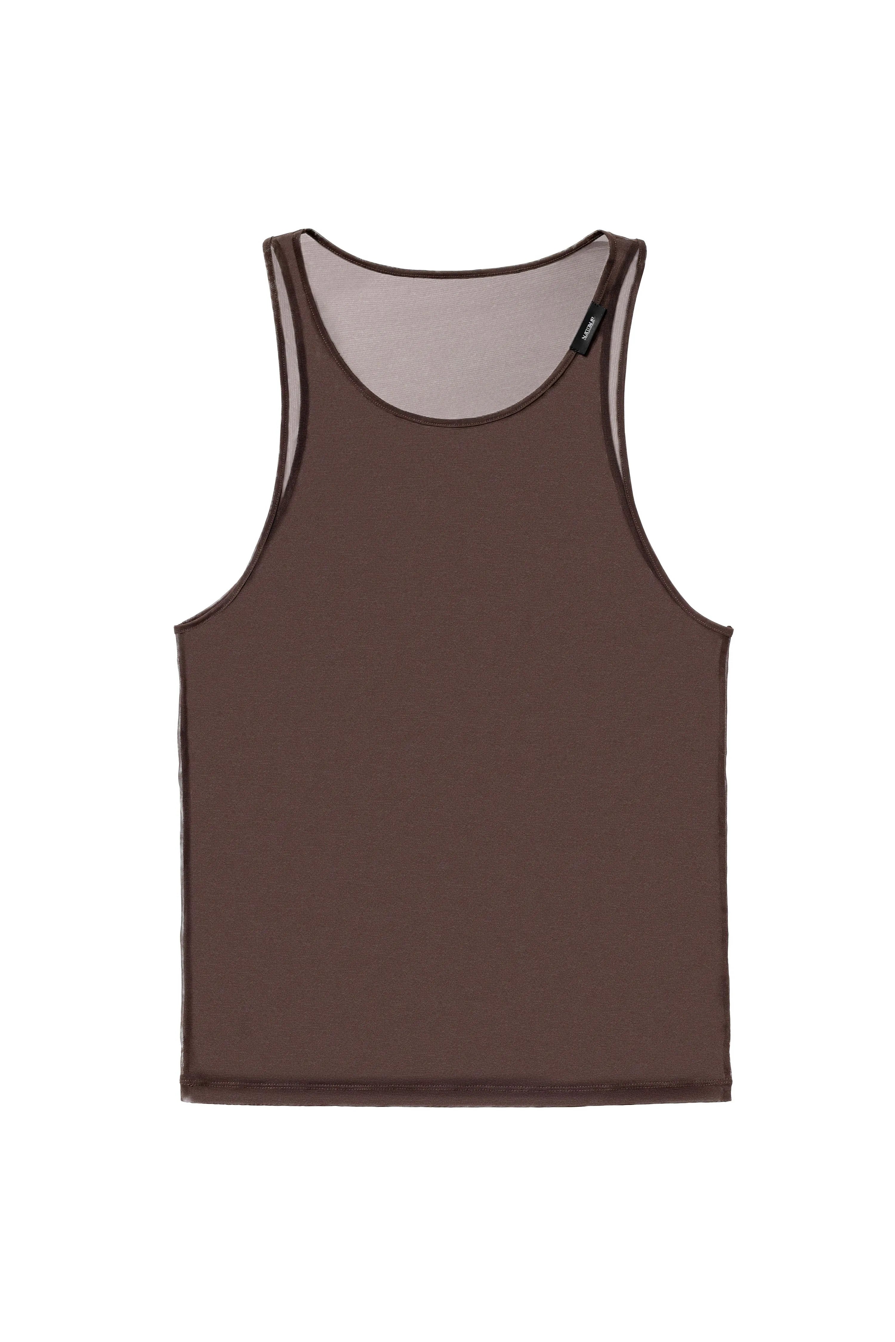 Brown Long Mesh Vest