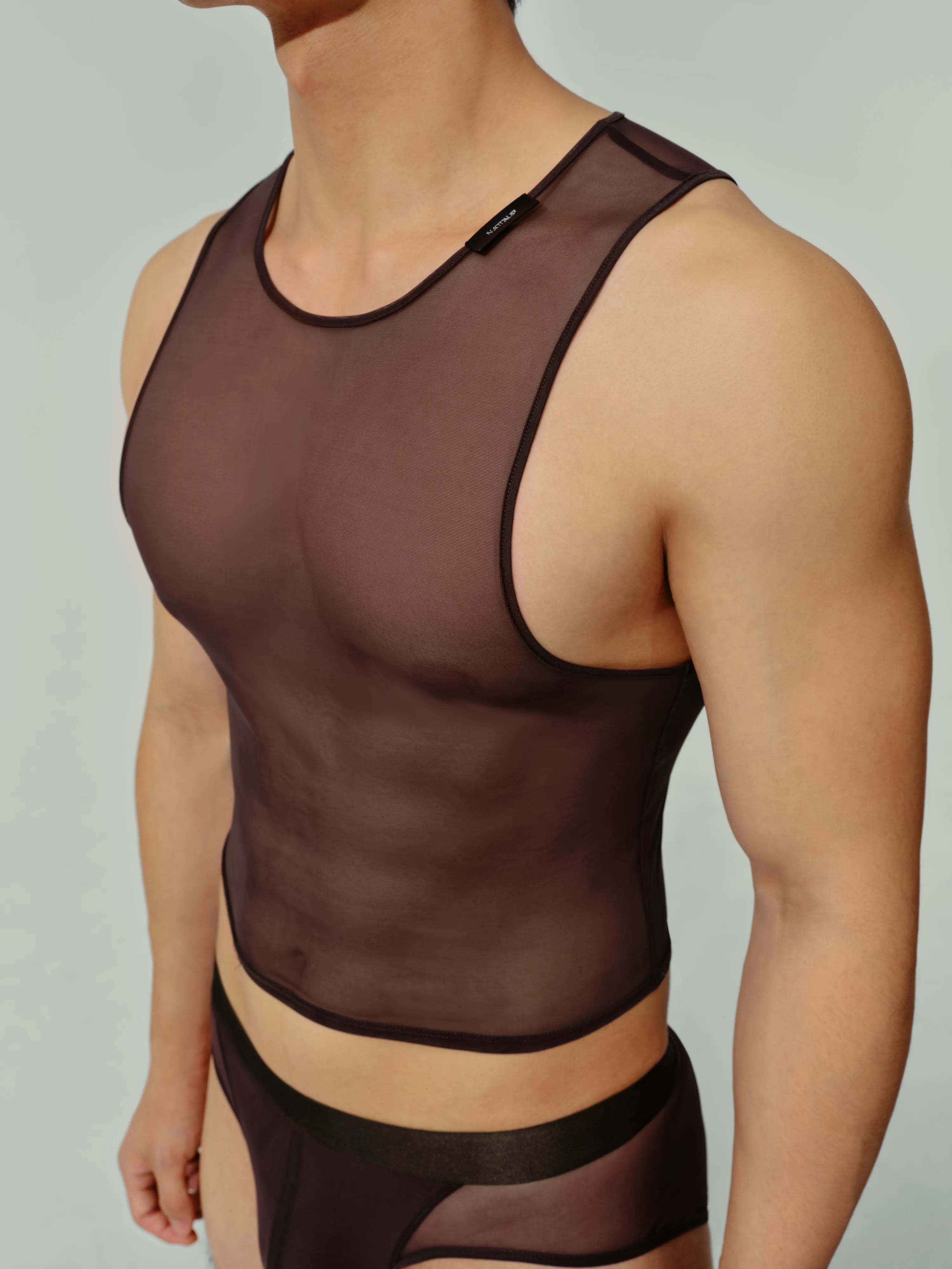 Brown Short Mesh Vest