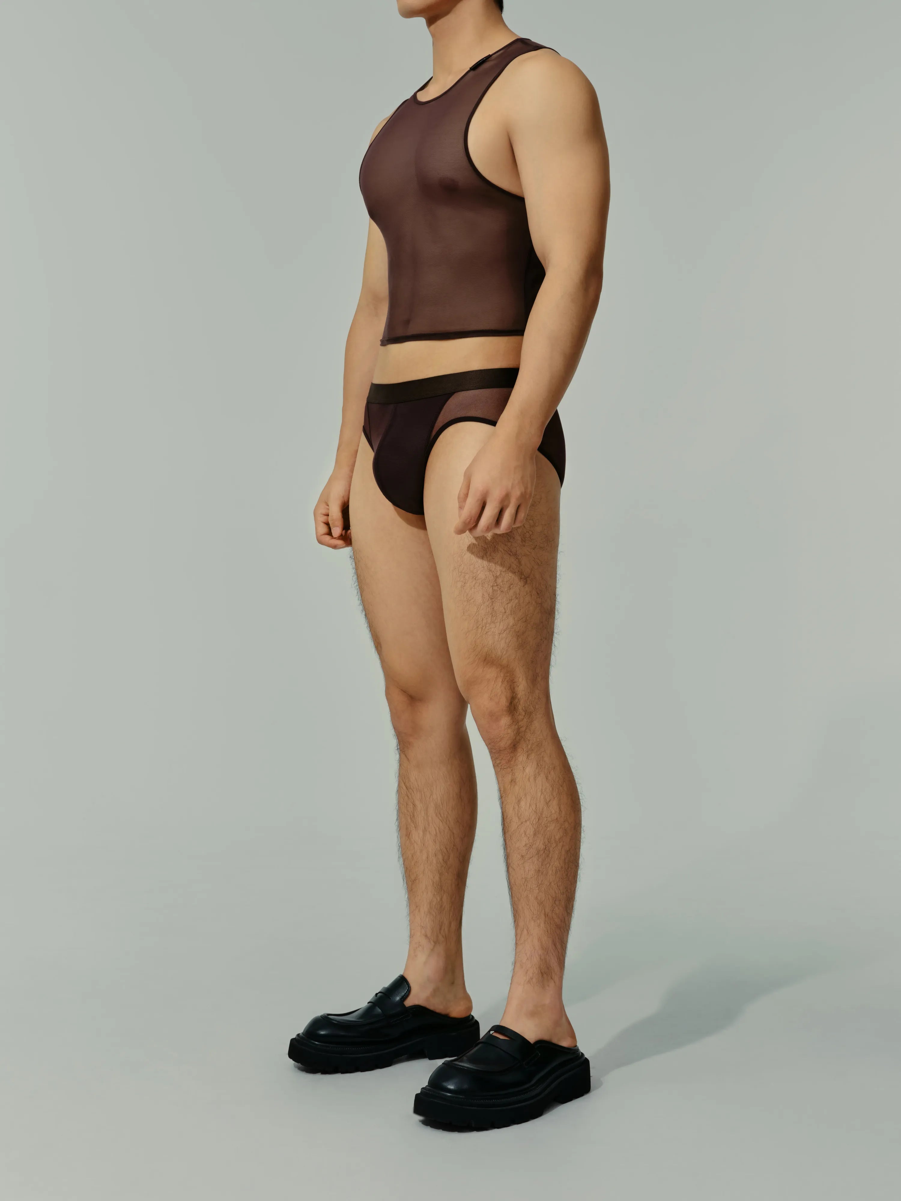 Brown Short Mesh Vest