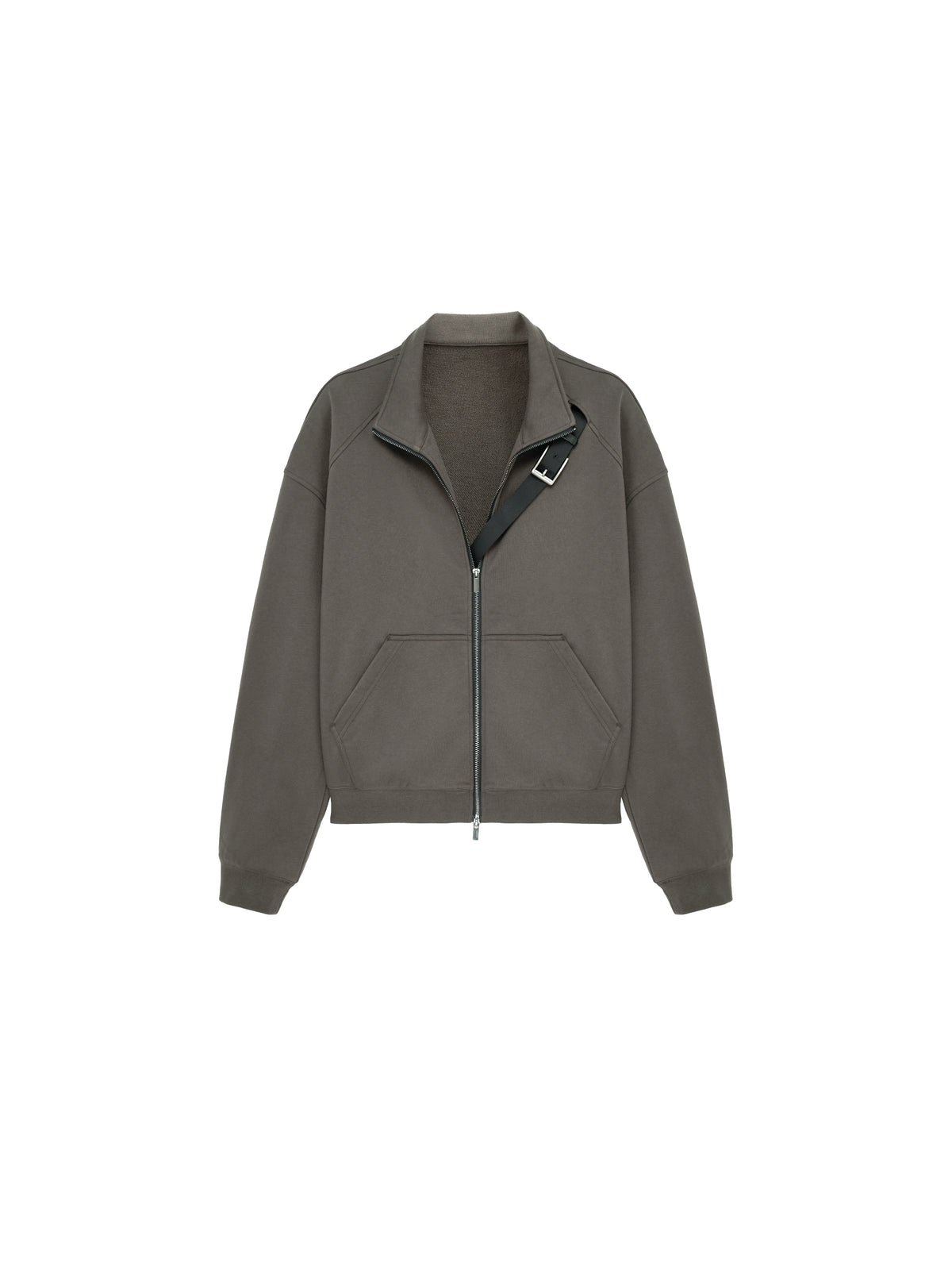 Cropped Mock Neck Sweatshirt with Detachable Accessory