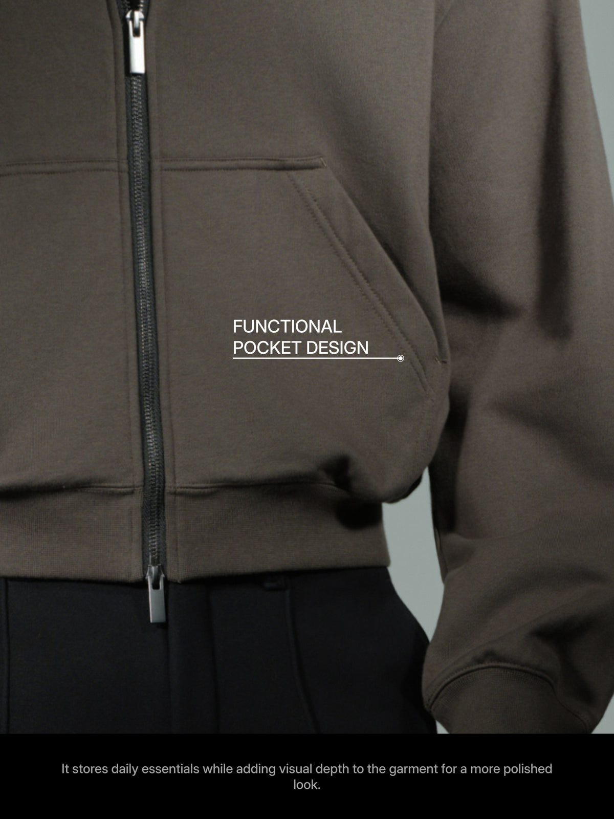 Cropped Mock Neck Sweatshirt with Detachable Accessory
