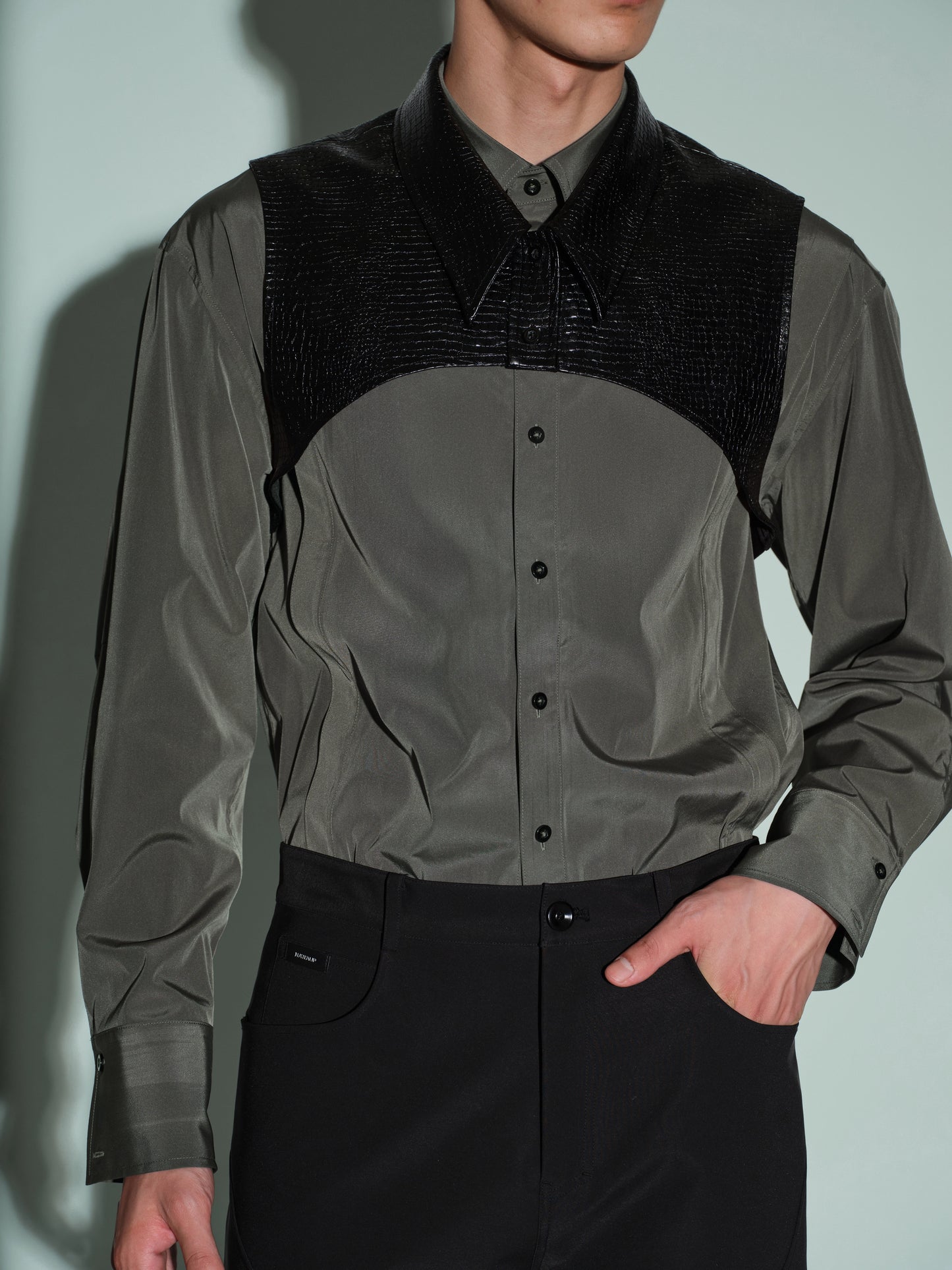 Cropped PU Shirt