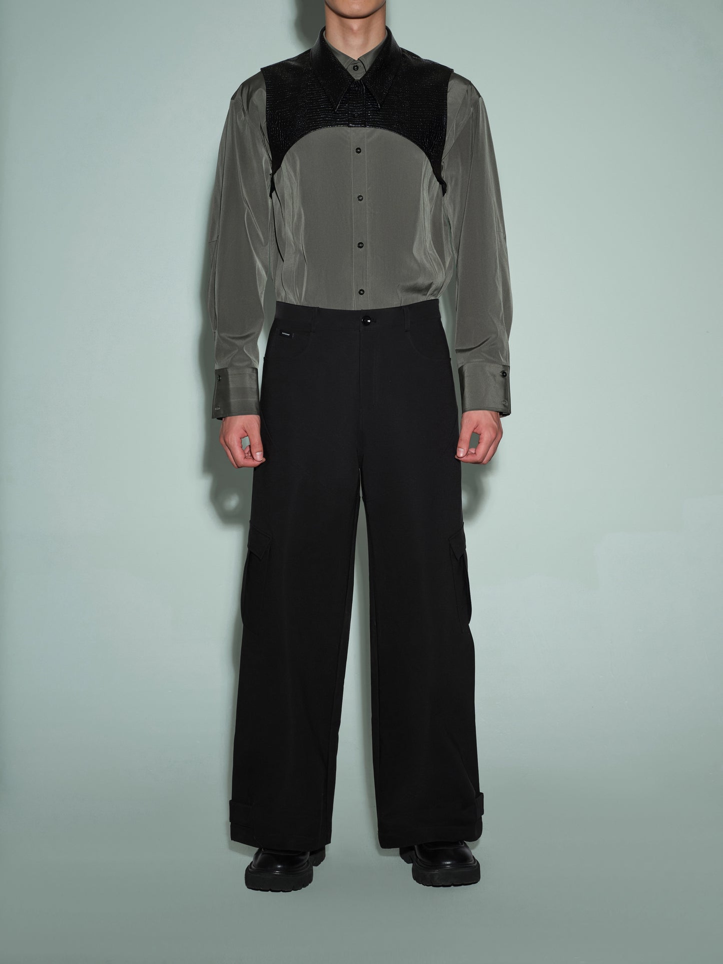 Cropped PU Shirt