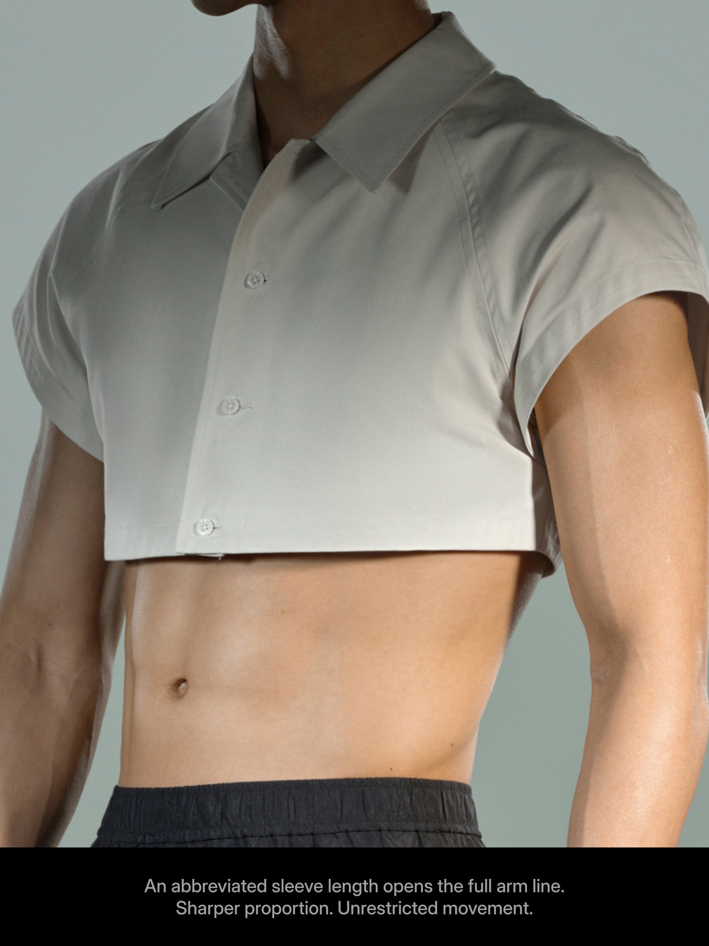 Cropped Shirt Vest & Black Short Mesh Vest Set