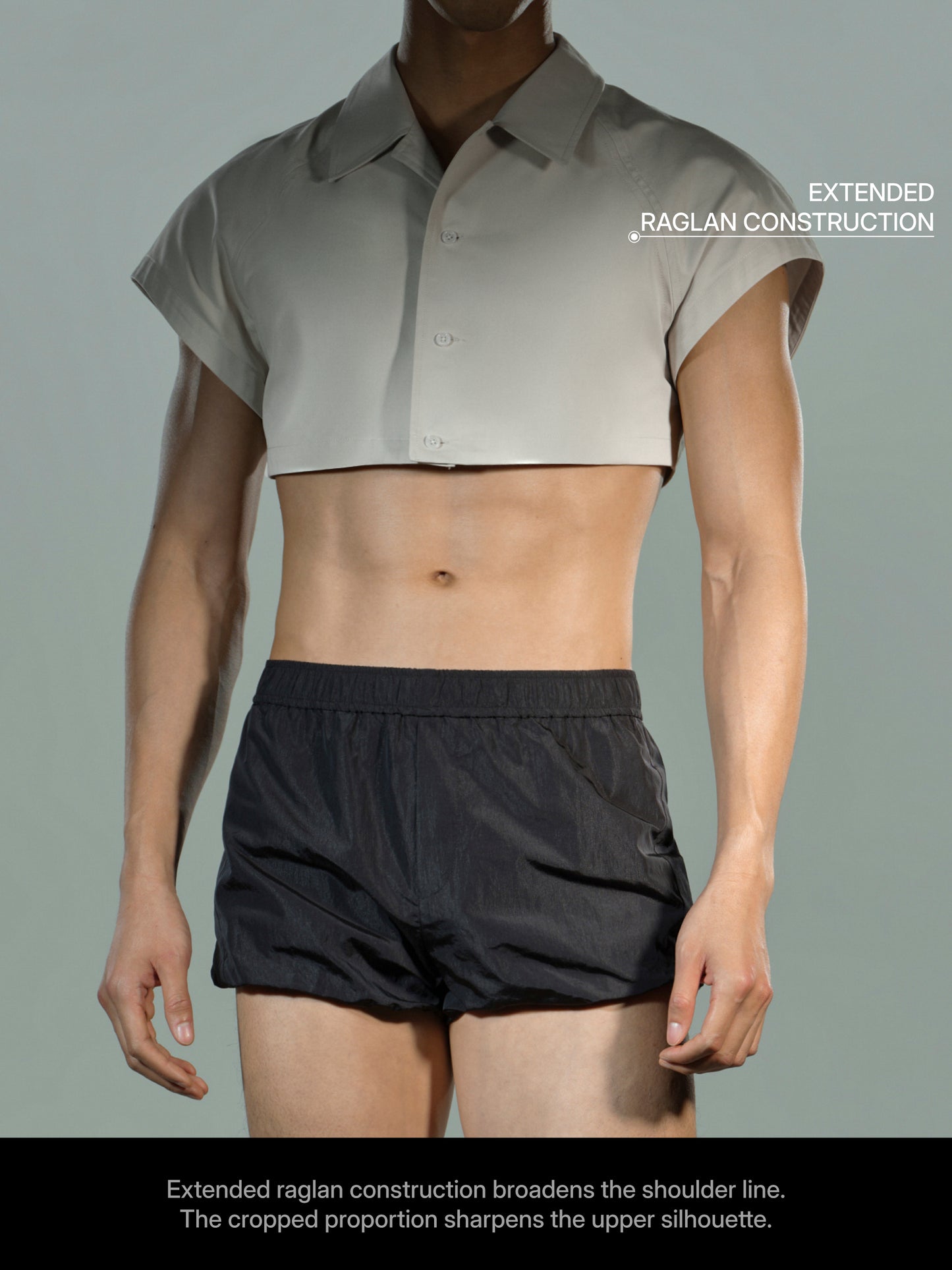 Cropped Shirt Vest & Black Short Mesh Vest Set